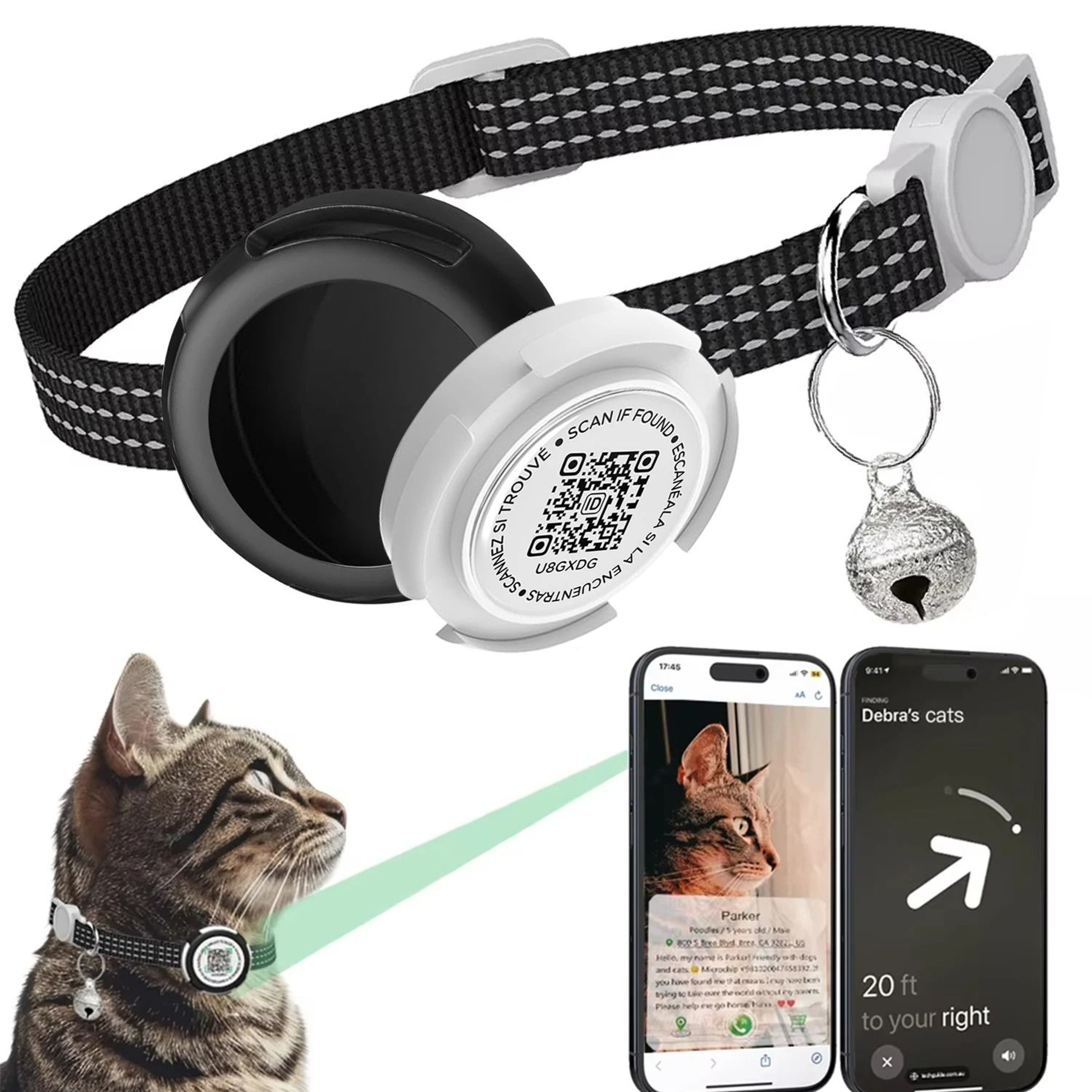 DualProtection AirTag  QR ID Reflective Collar 0