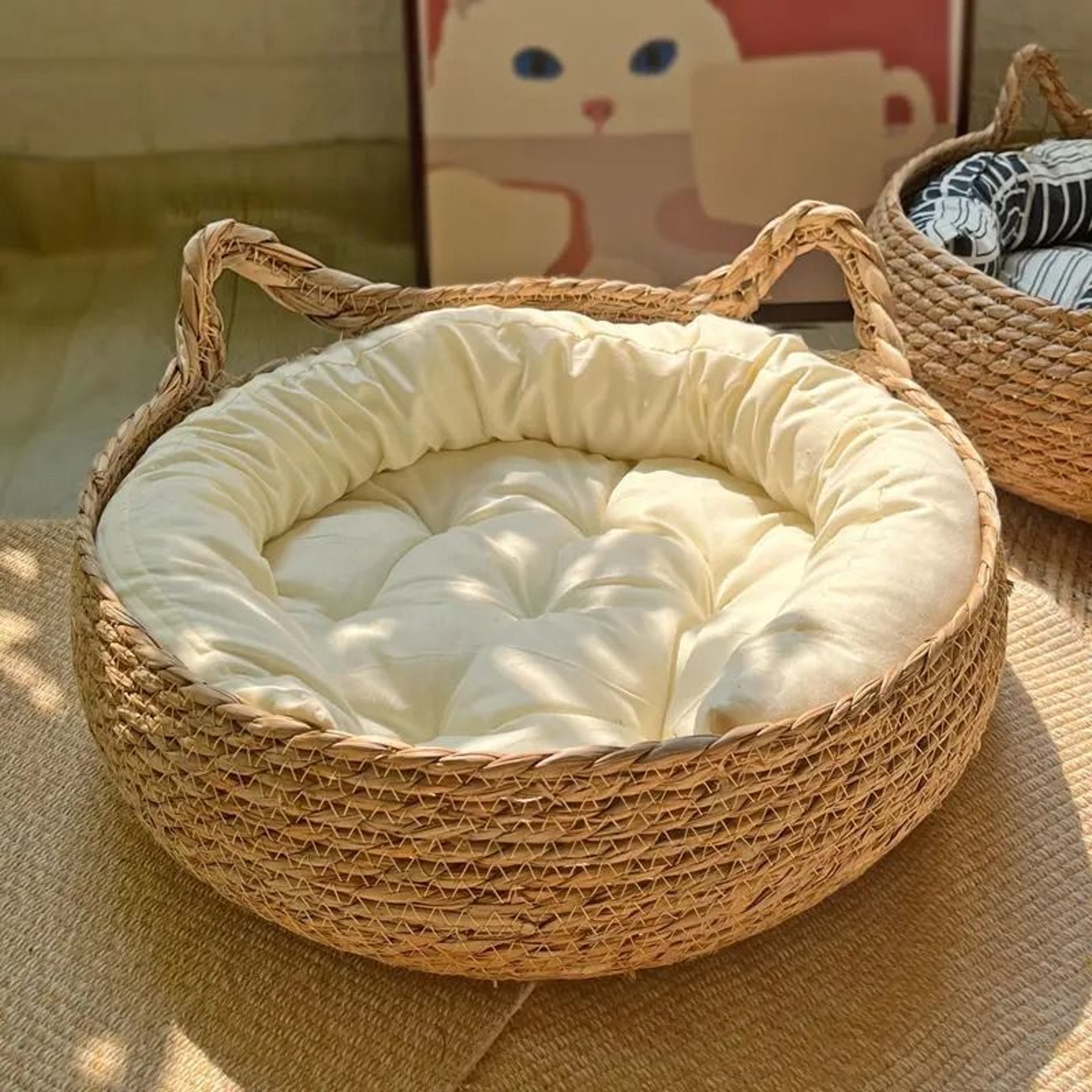 Natural Rattan Weave Nest With Plush Cushion 7
