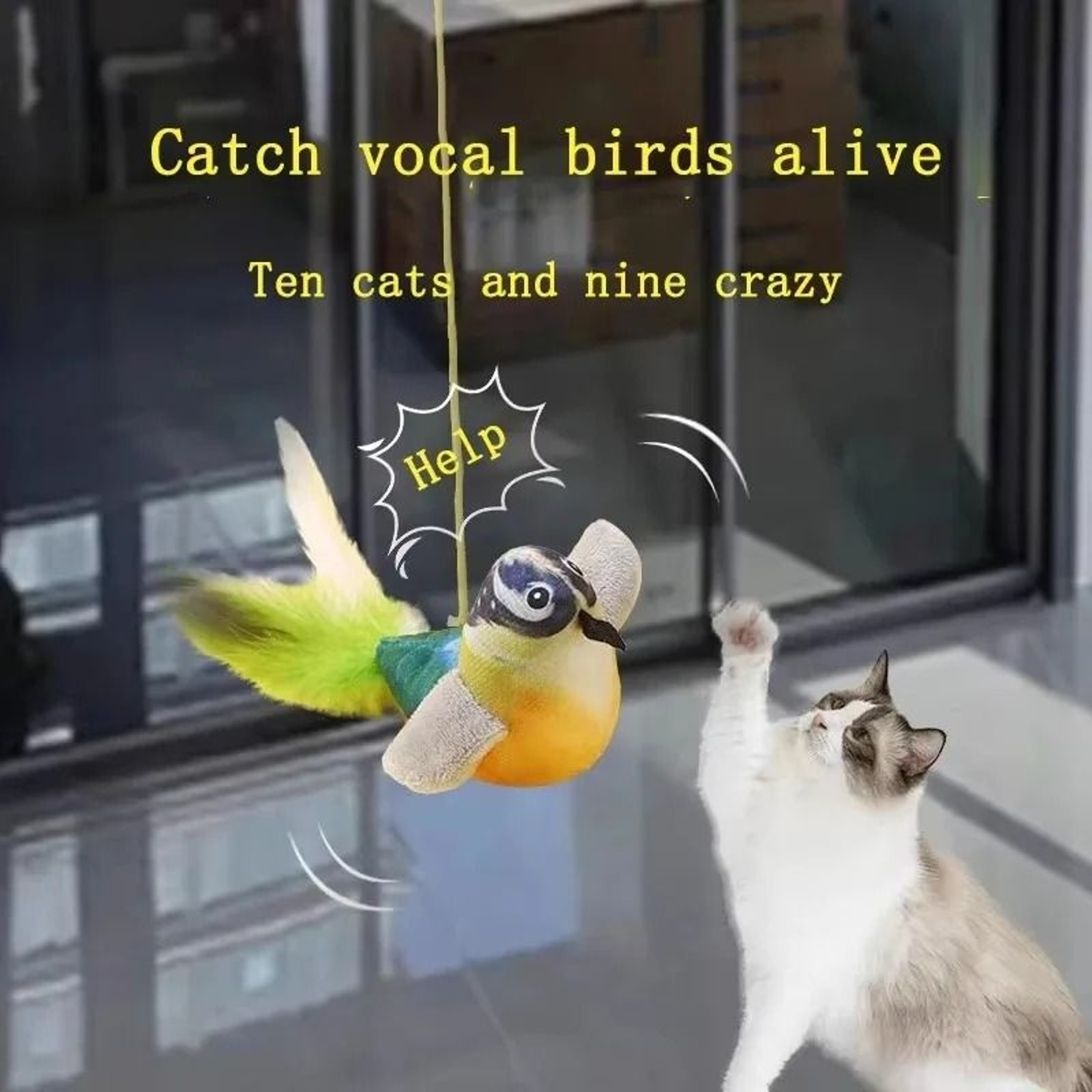 Interactive Chirping Plush Bird Toy With Catnip 1