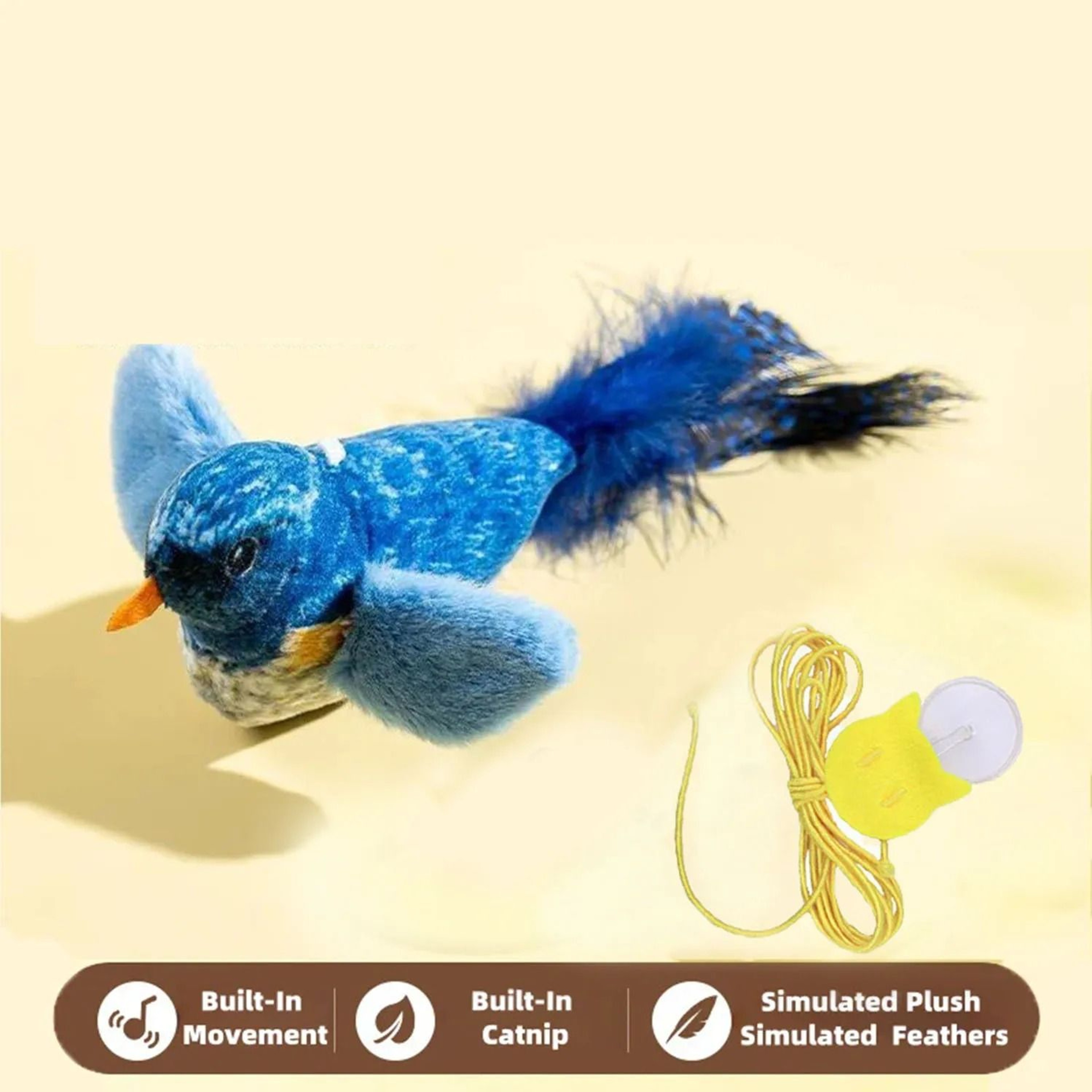 Interactive Chirping Plush Bird Toy With Catnip 6