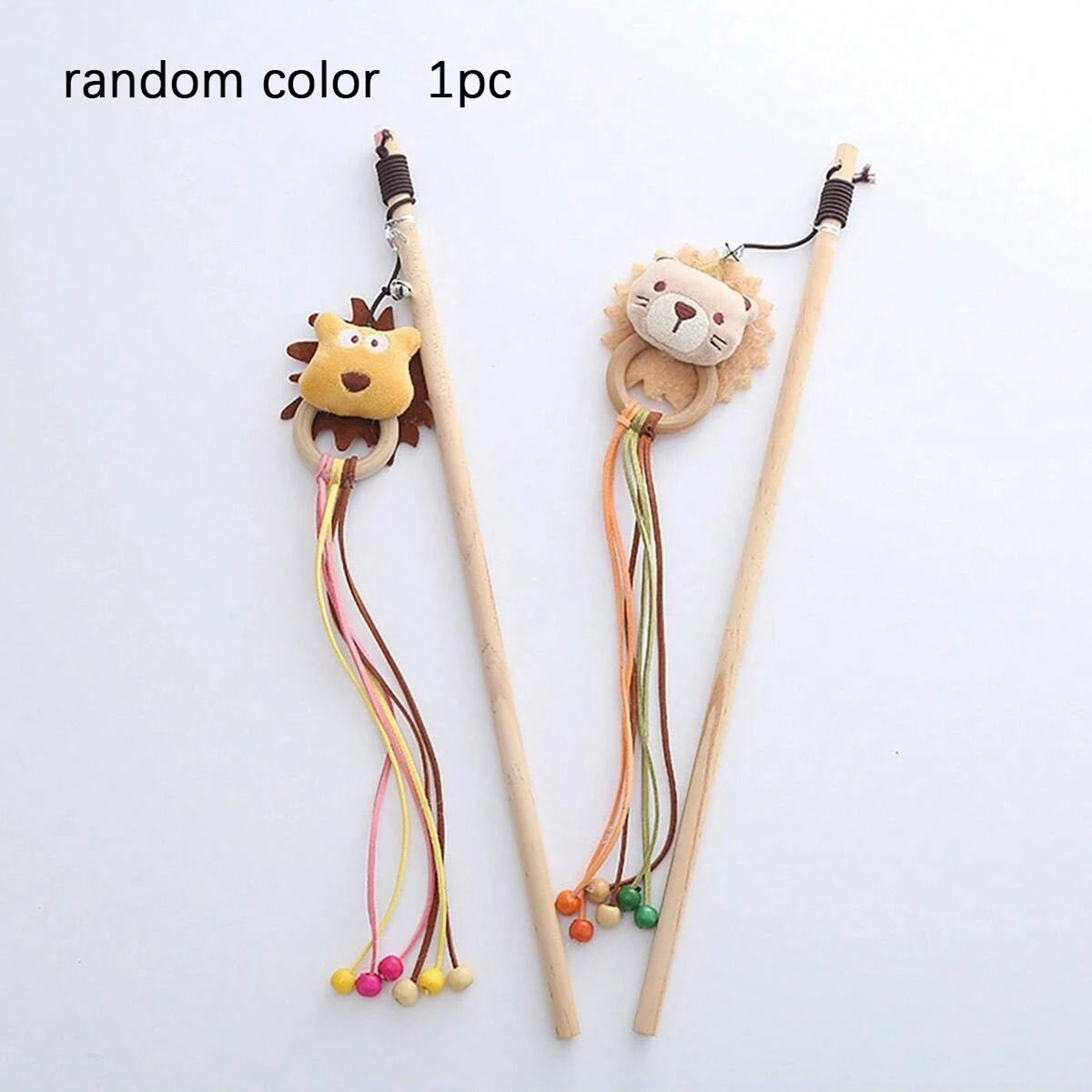Interactive Wooden Lion Teaser Wand With Jingle Bell 6