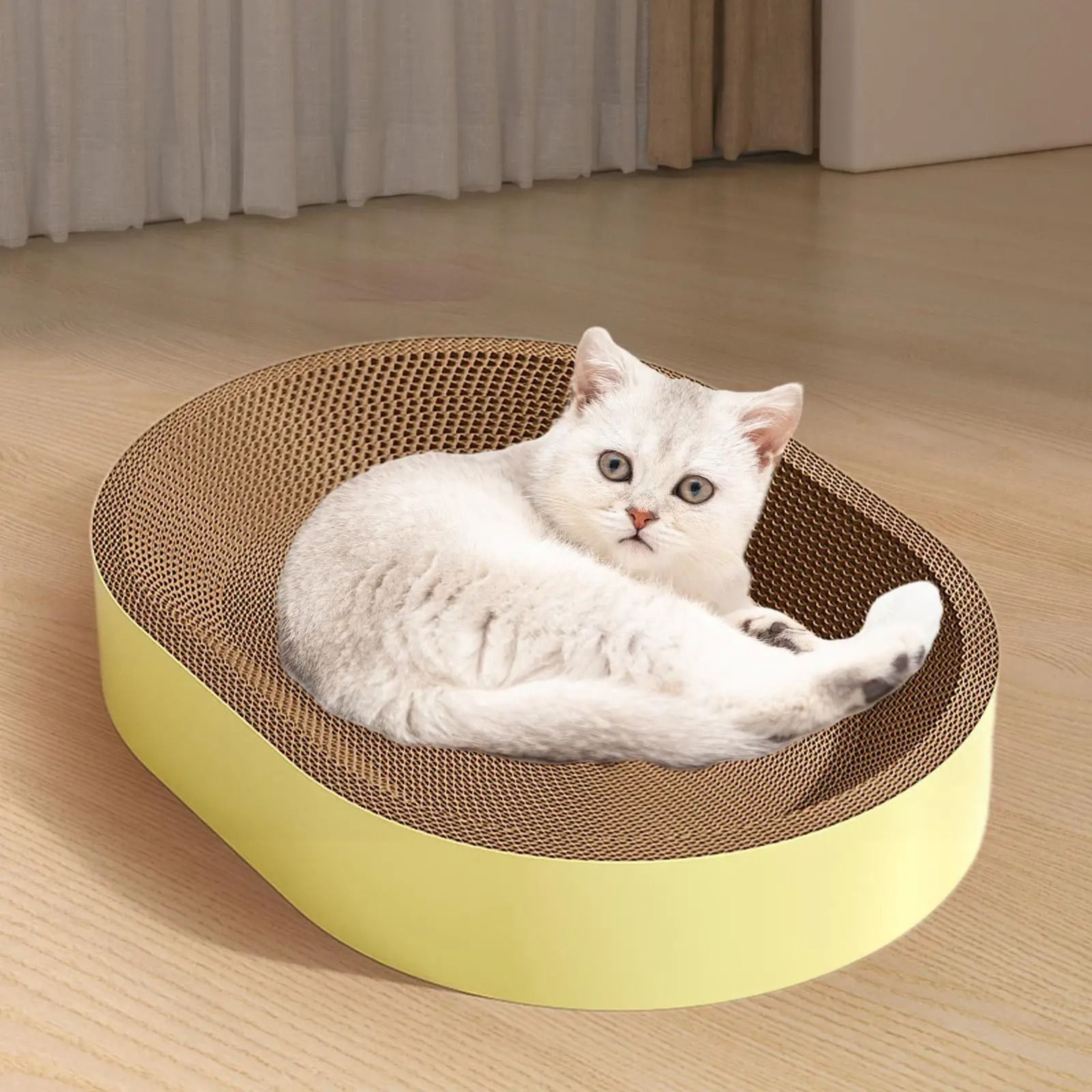 Ergonomic Oval Corrugated Cat Scratcher Bowl  Lounge Bed 2