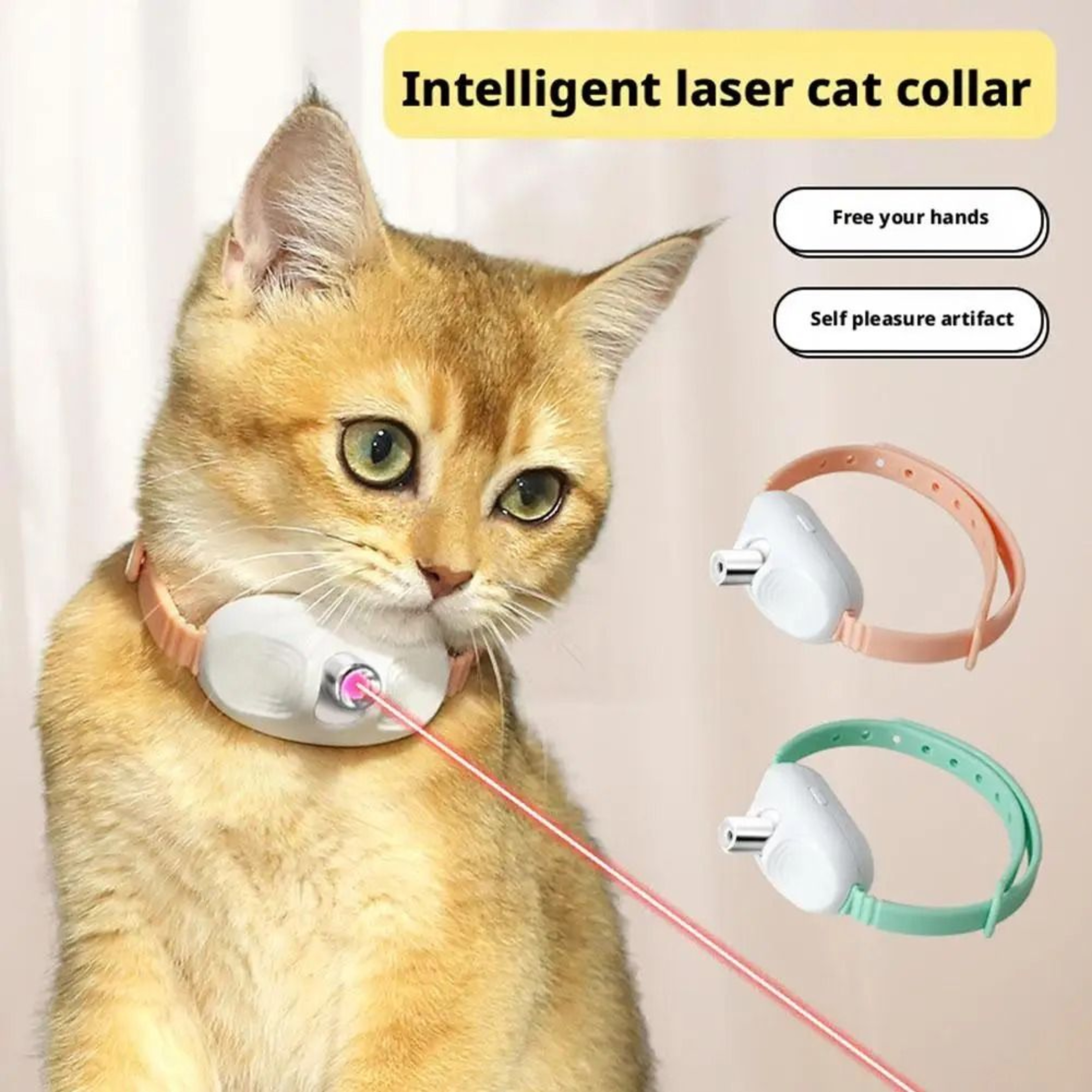 Smart HandsFree Red Laser Chase Wearable Cat Teasing Collar 0