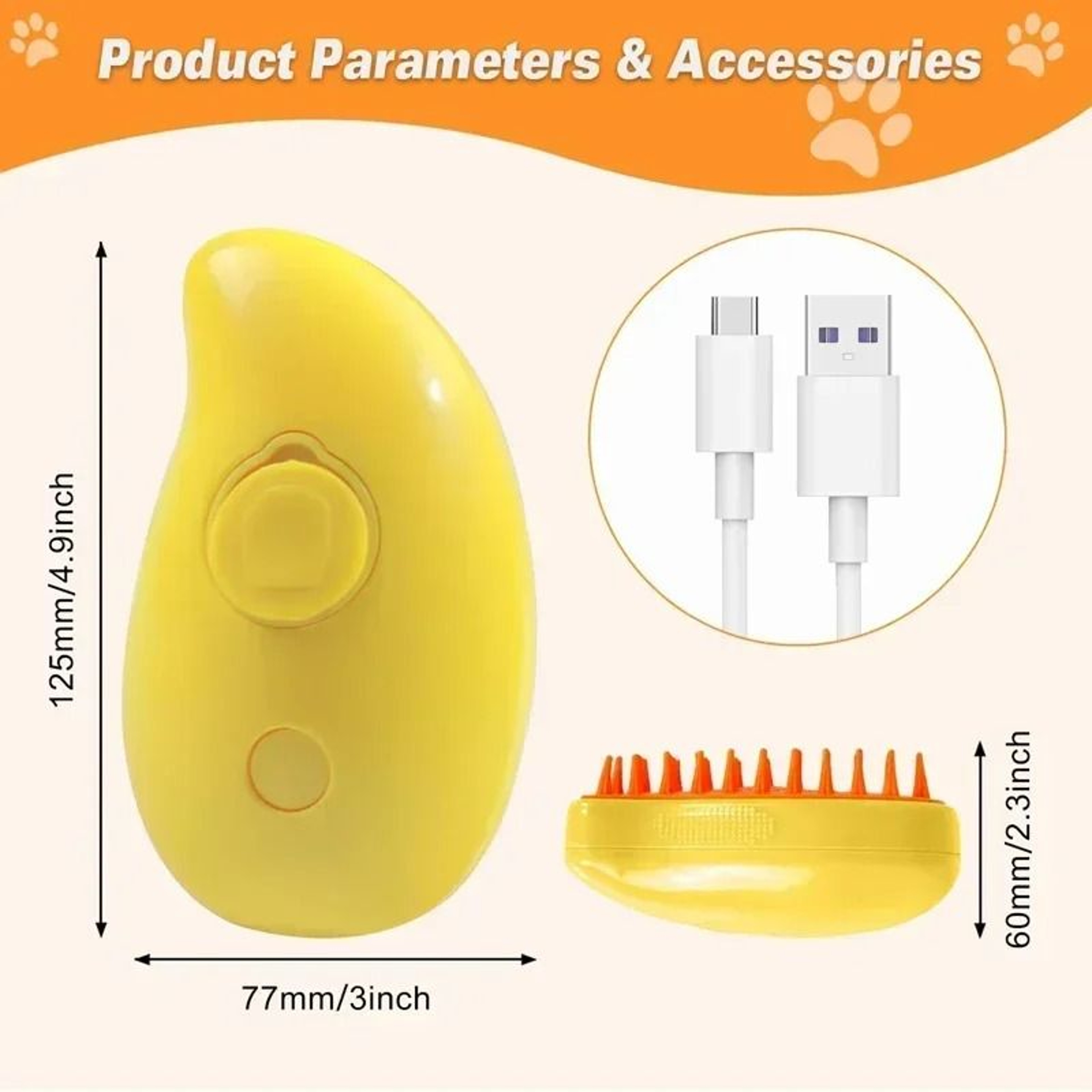 3in1 Electric Steaming Spray Pet Grooming  Massage Brush 5