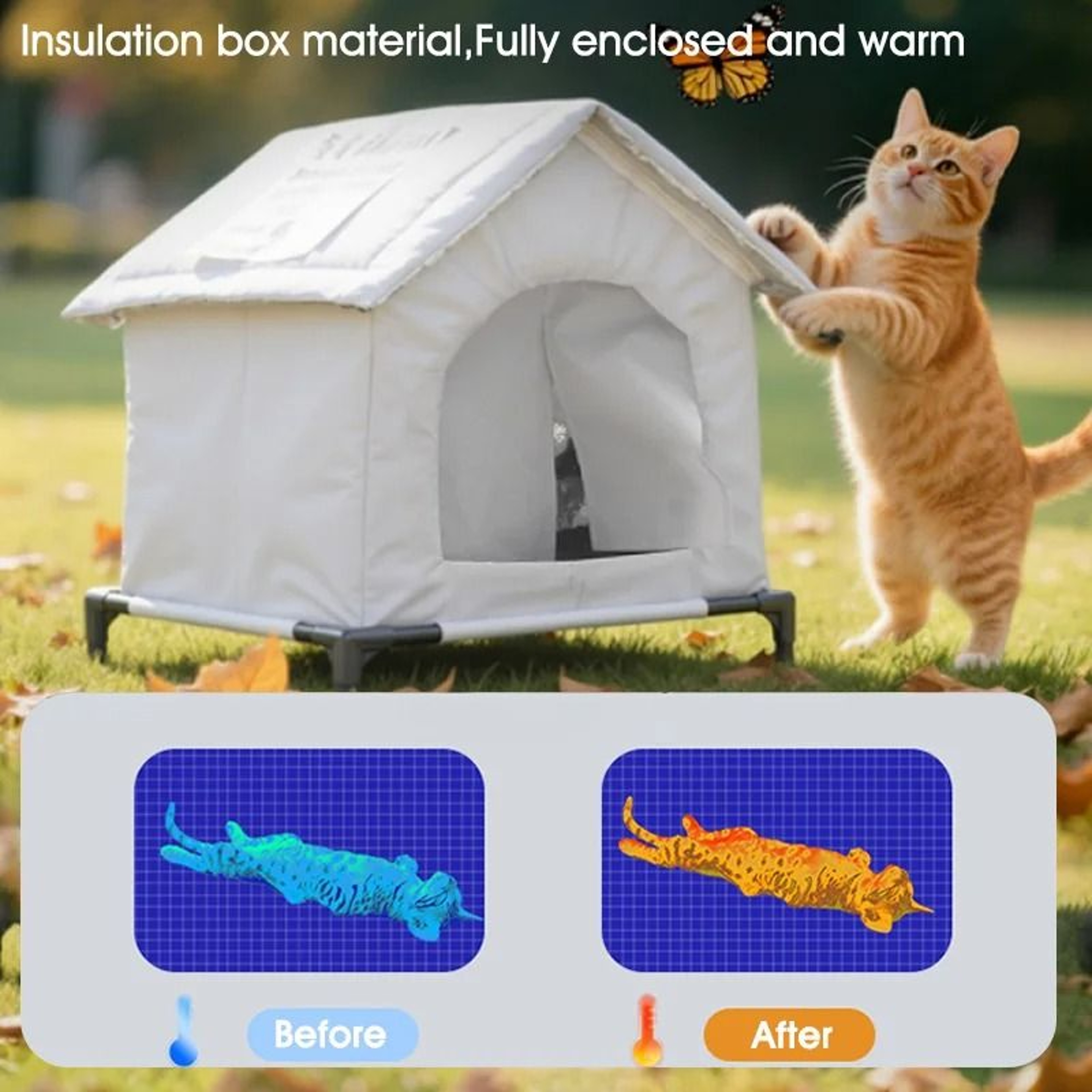 Waterproof Insulated Outdoor Cat Shelter  Stray Pet House 2