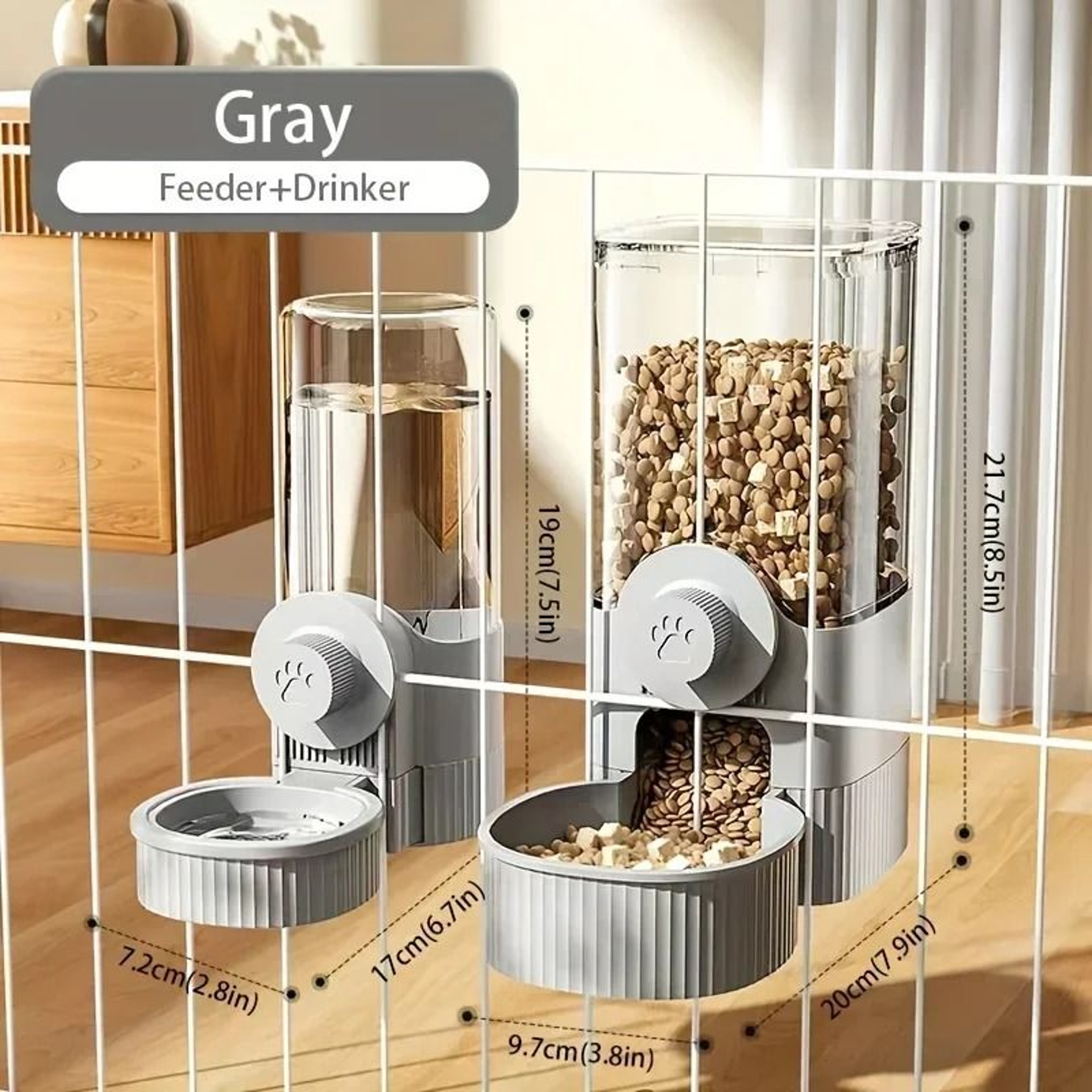 Hanging GravityFed Automatic Cage Feeder  Waterer Set 8