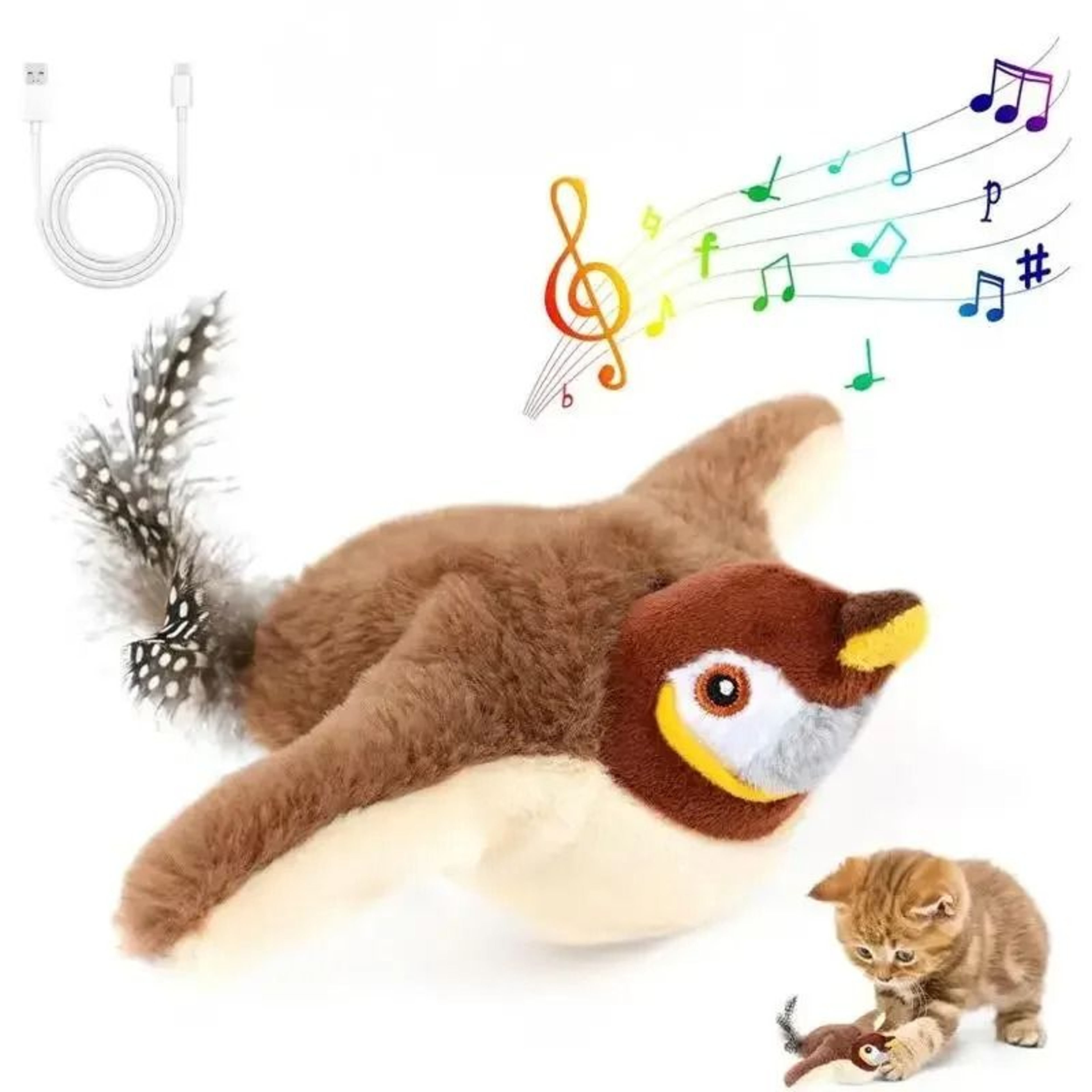 TouchActivated Rechargeable Flapping Bird Interactive Cat Toy 1