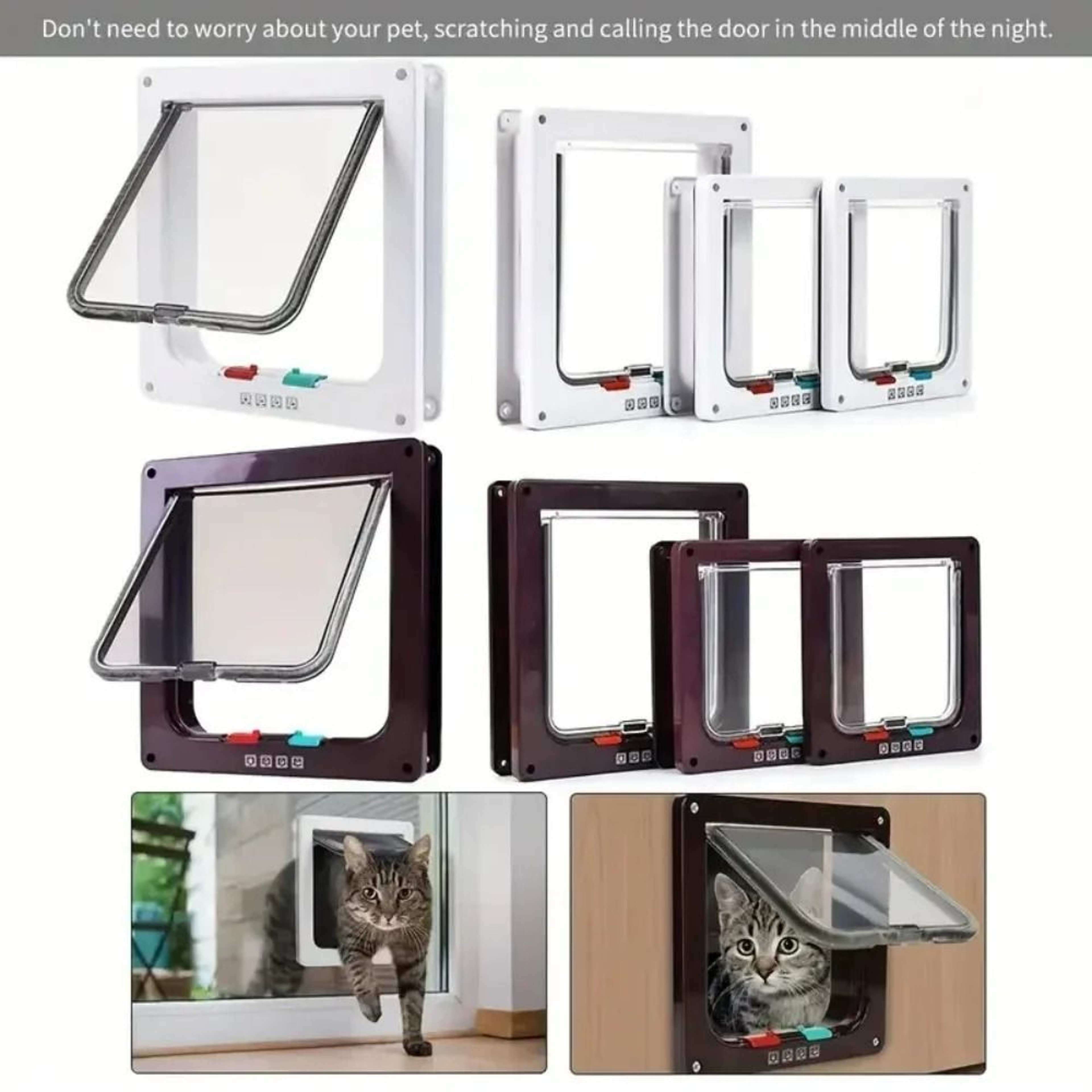 4Way Locking Security Pet Door Flap Kit 3