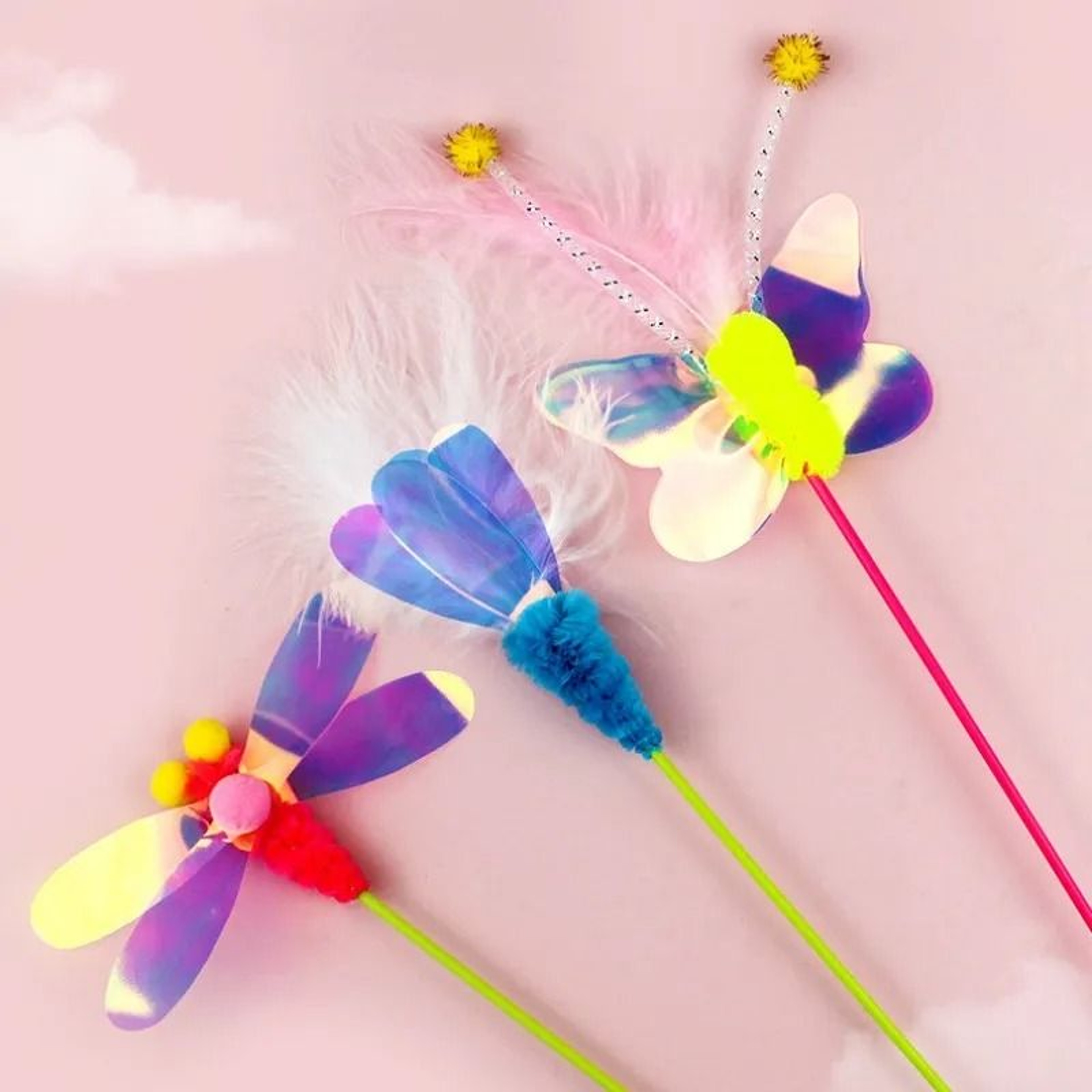 Interactive Insect  Feather Cat Teaser Wand 0
