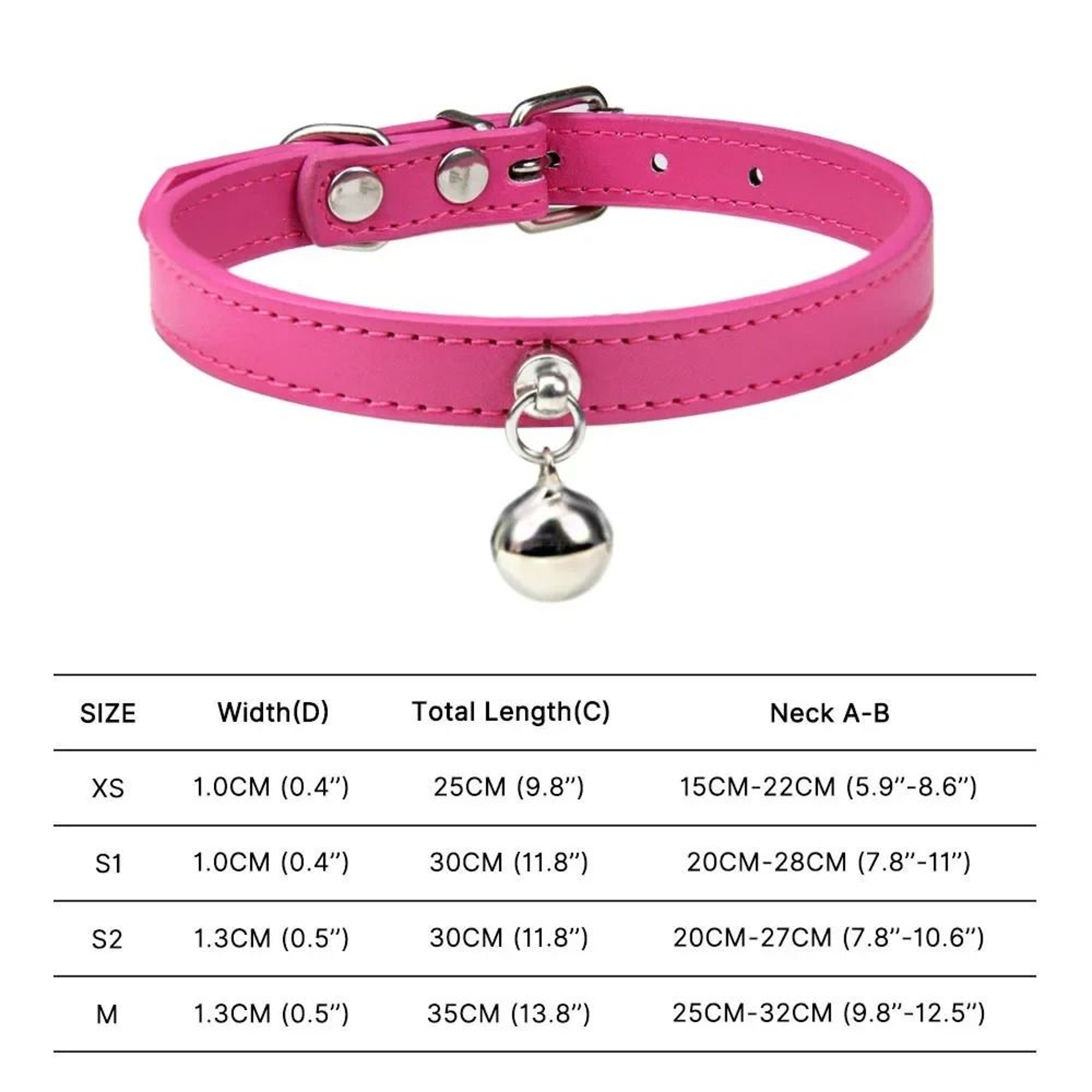 Colorful Adjustable Leather Pet Collar With Bell 14