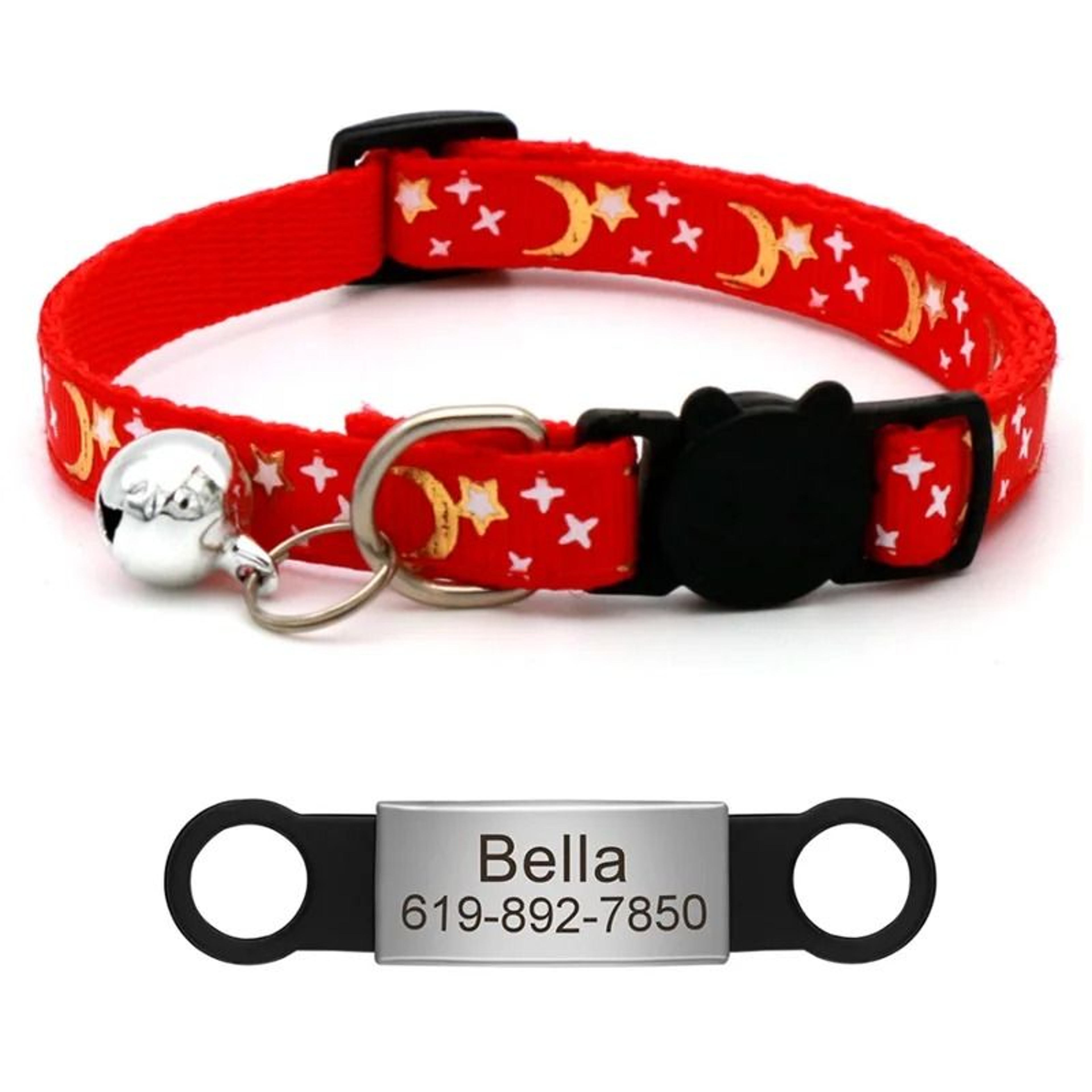 Customized Reflective Star Moon Cat Collar 10