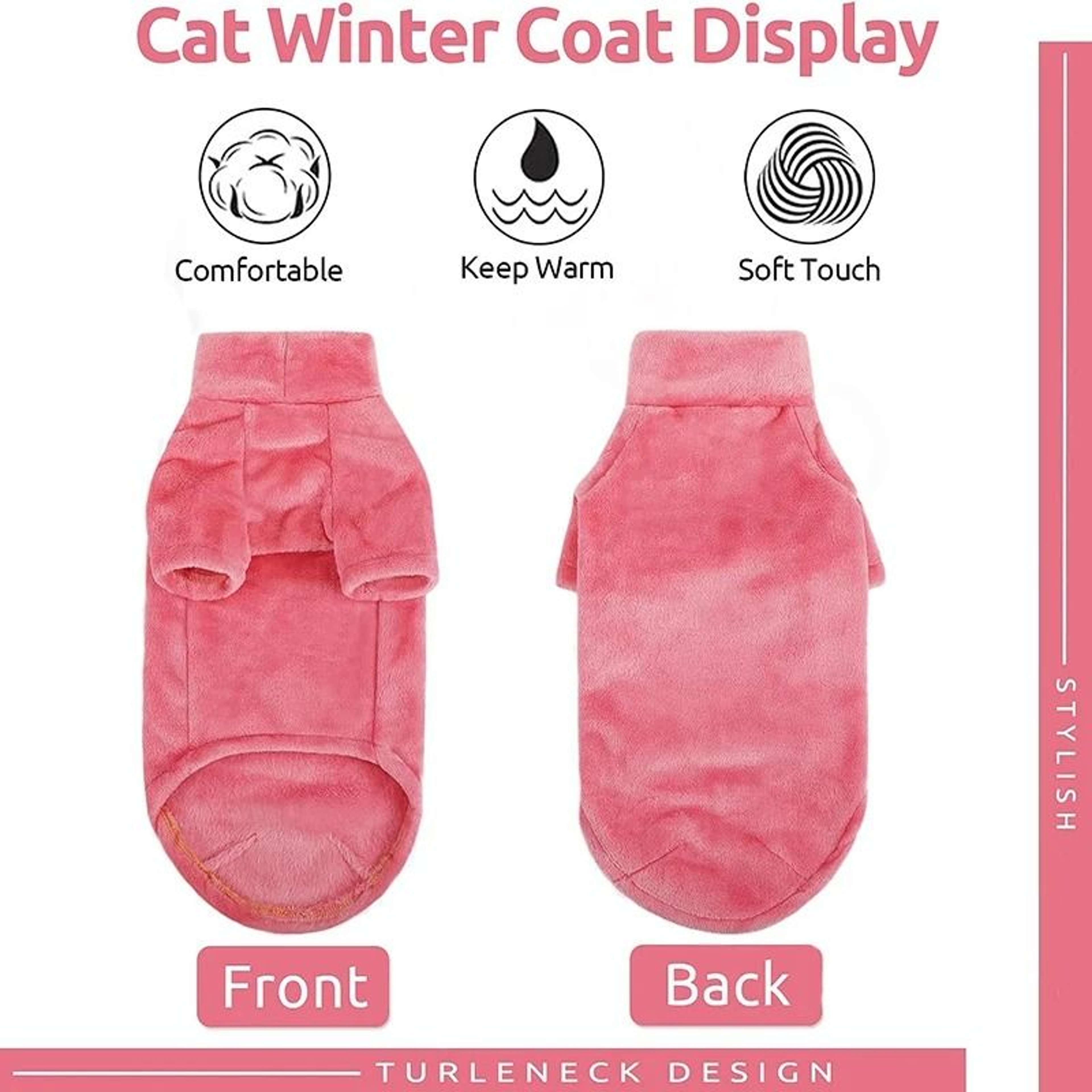 Turtleneck Fluff Pullover Cat Sweater Coat 4