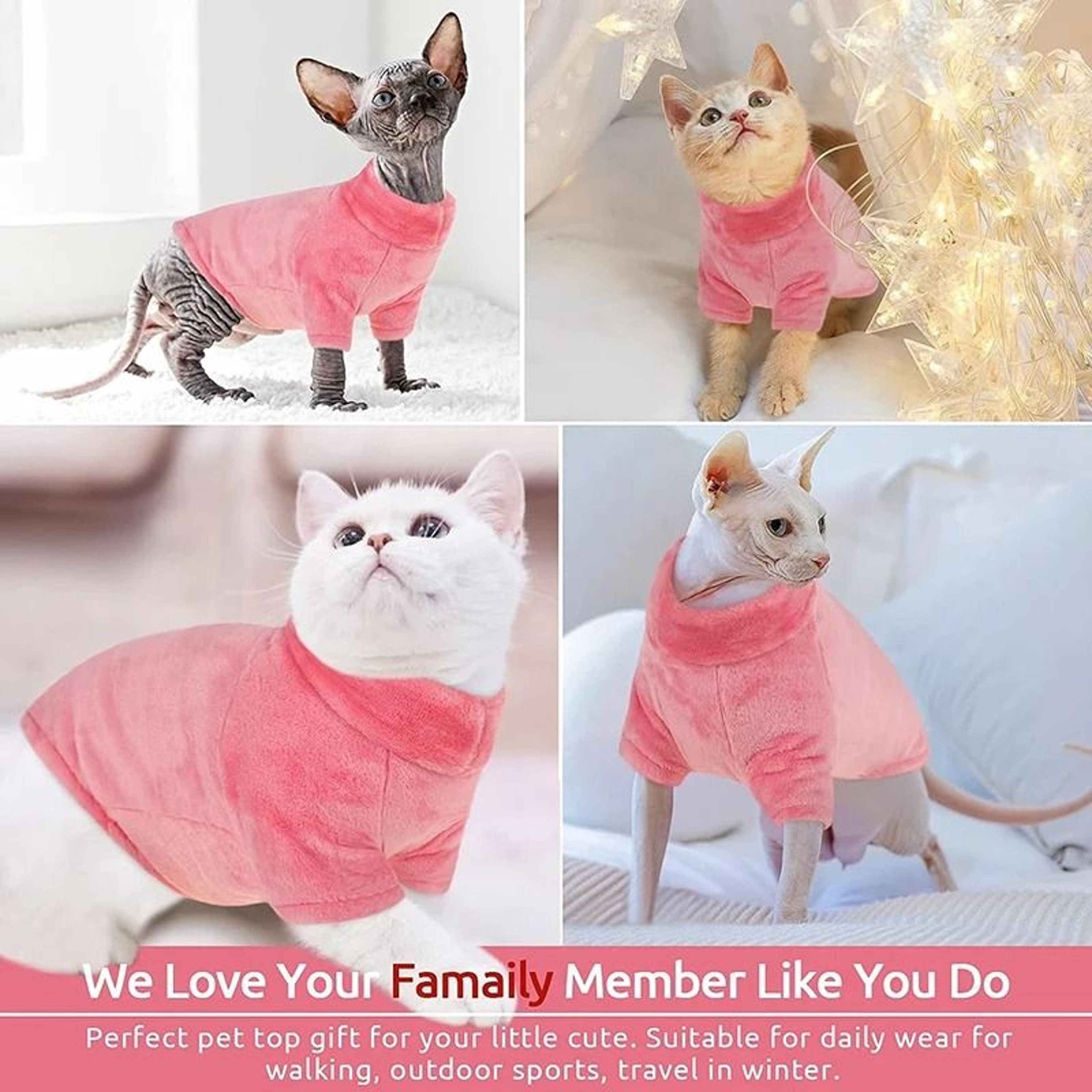 Turtleneck Fluff Pullover Cat Sweater Coat 5