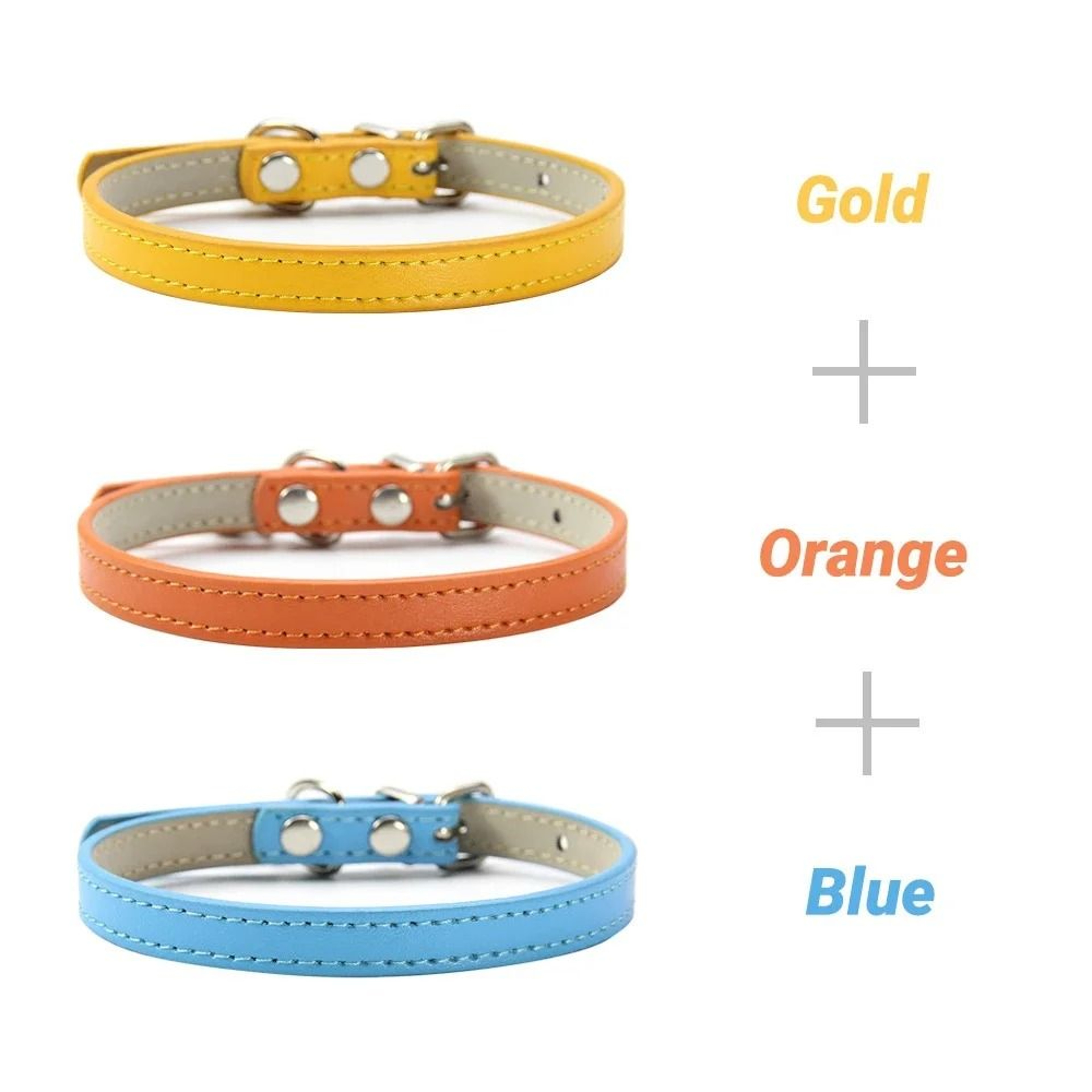 3Piece Soft PU Leather Cat Collar Set 16