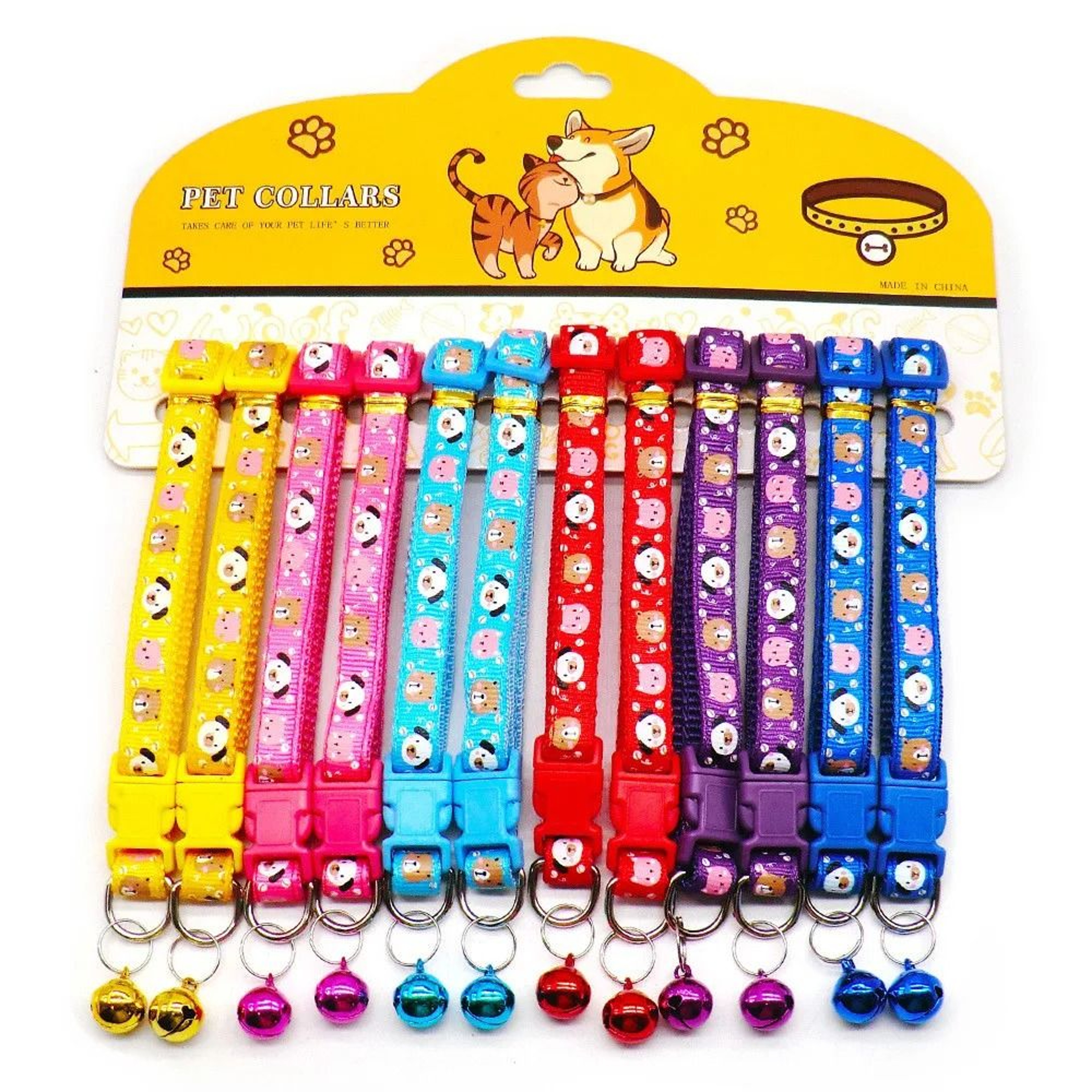 12Piece Wholesale Adjustable Nylon Cat  Dog Collars With Bells 13