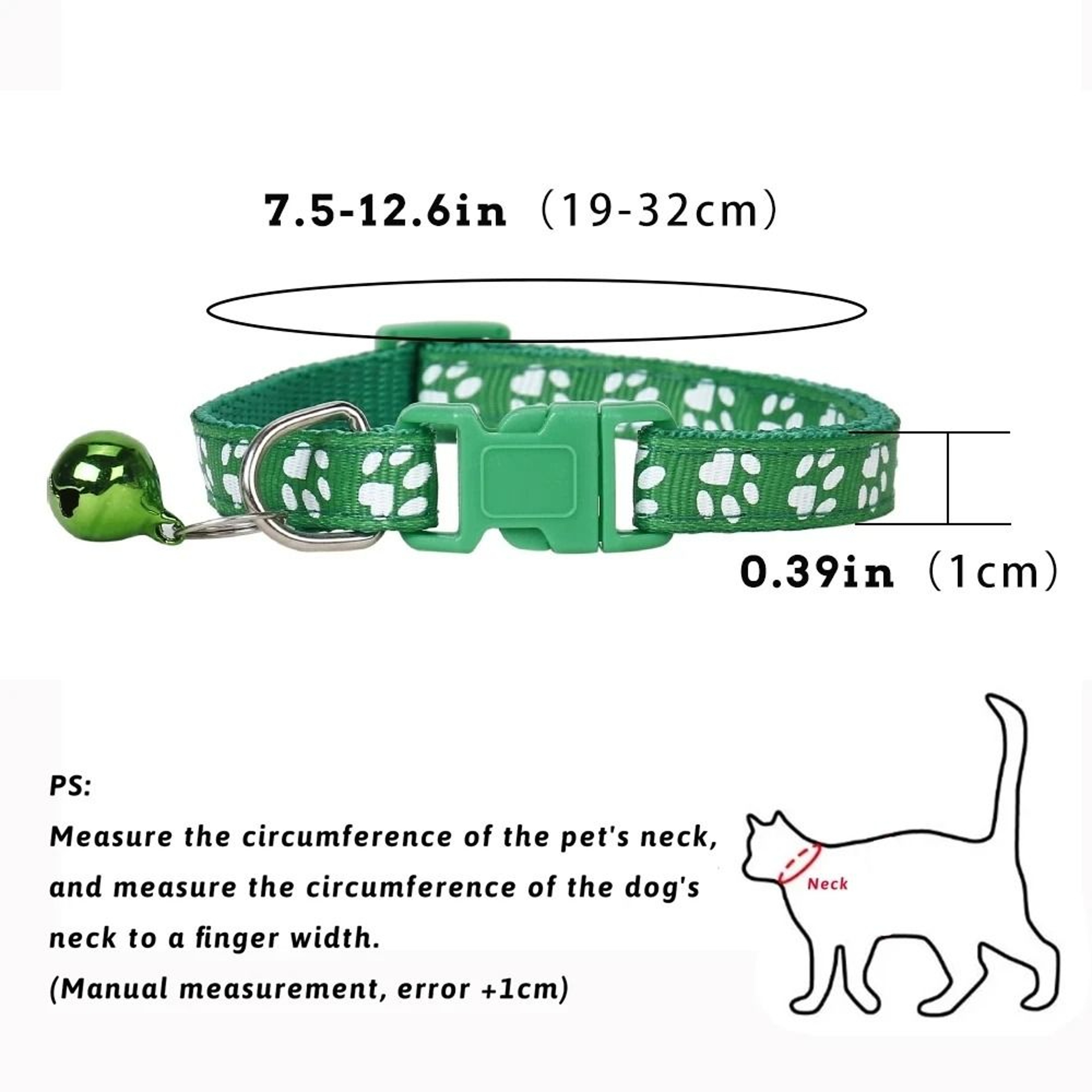 Adjustable Cute Paw Print Pet Collar With Bell 5