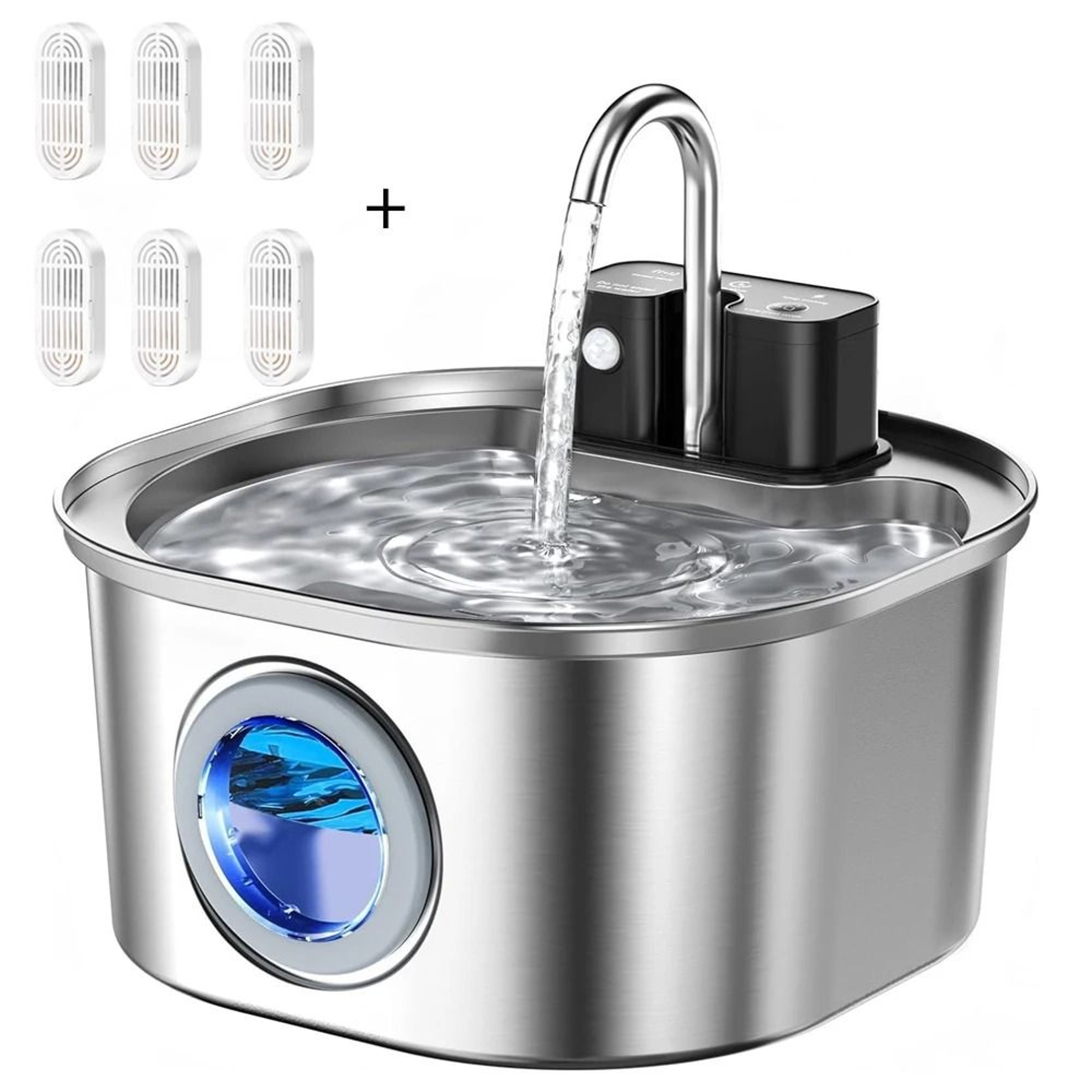Stainless Steel Wireless Rechargeable Cat Water Fountain With Auto Sensor 11