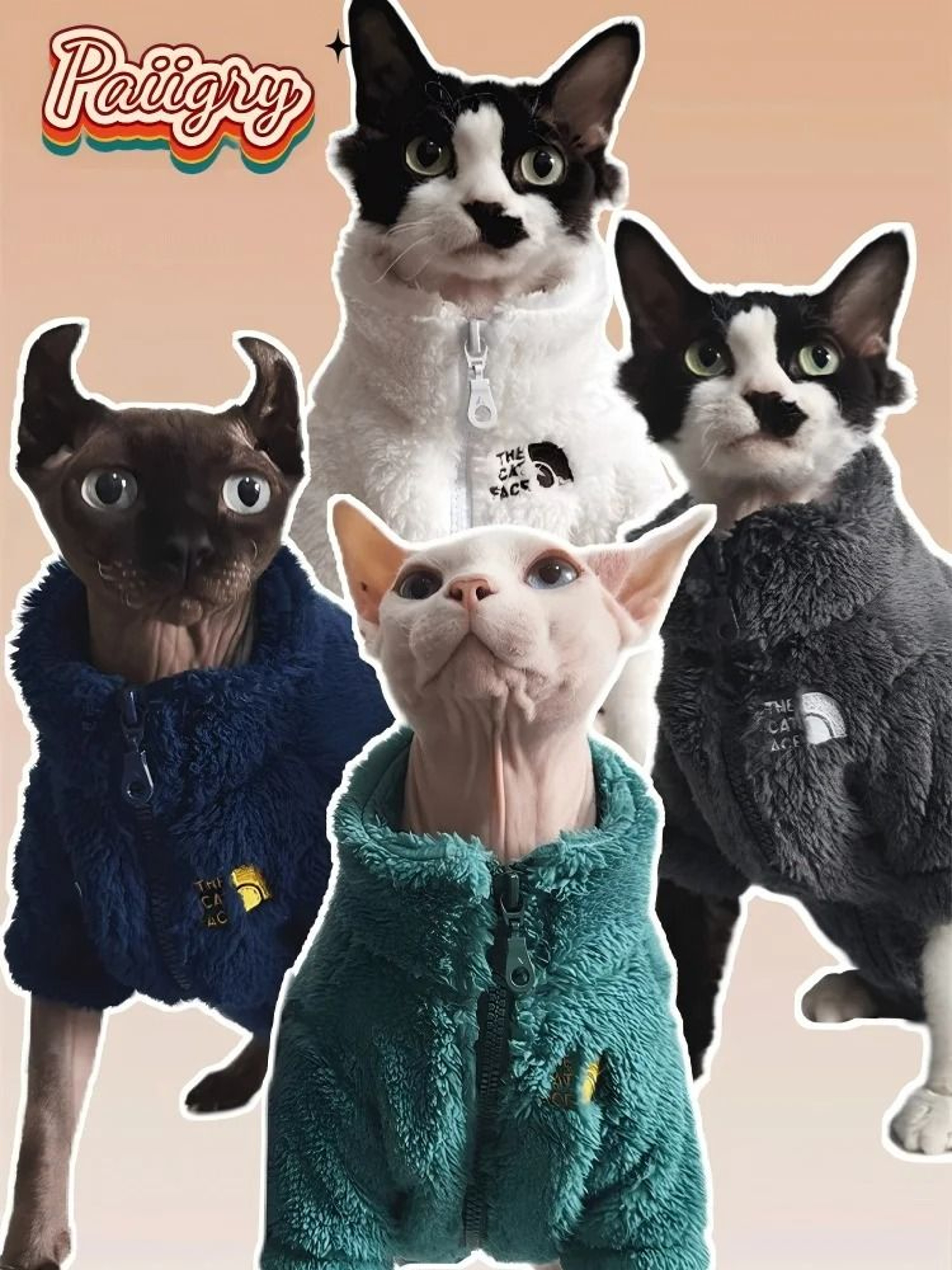 Thick Winter Warm Lambswool Coat For Hairless Cats And Small Dogs 1