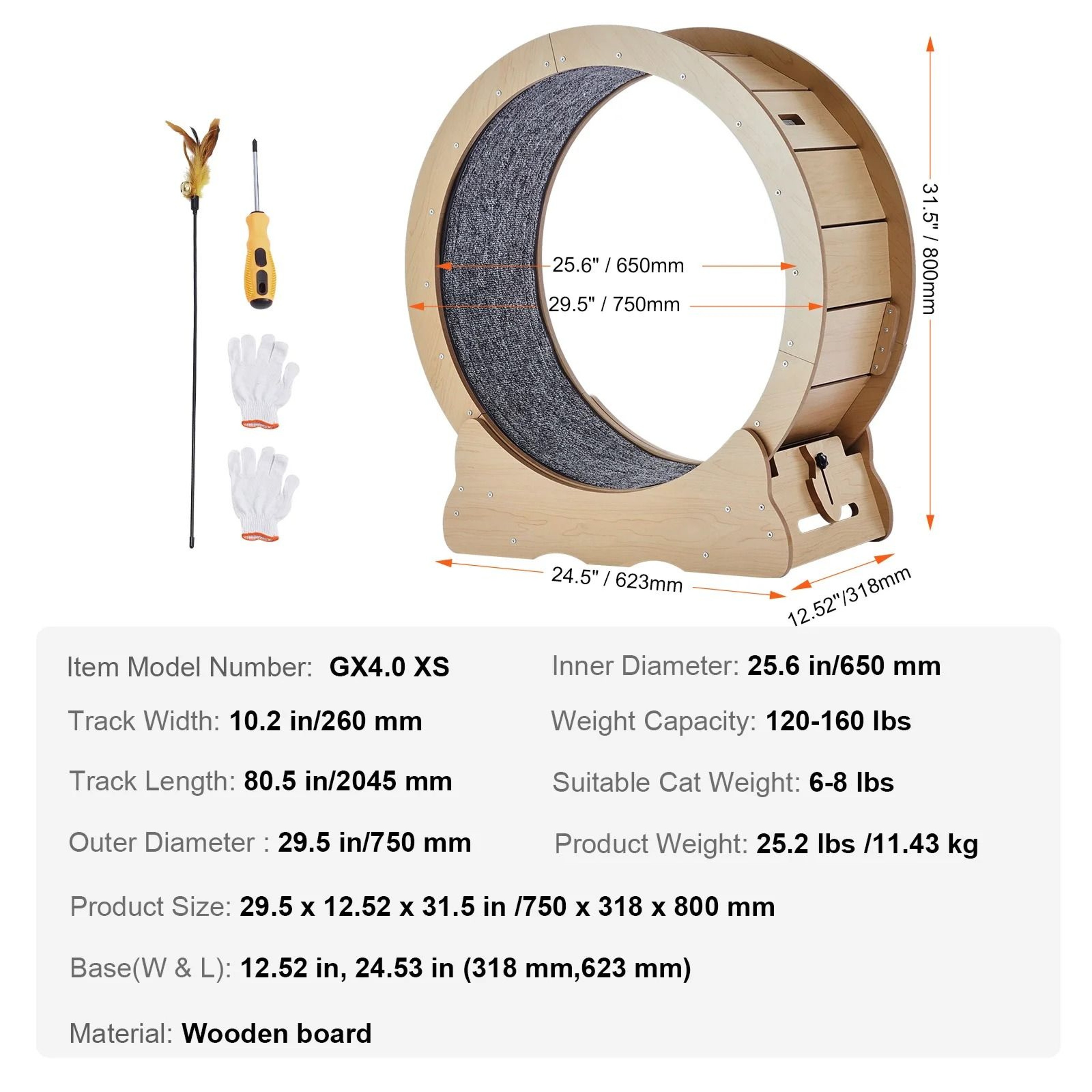 SucceBuy Wooden Cat Exercise Wheel Treadmill 6