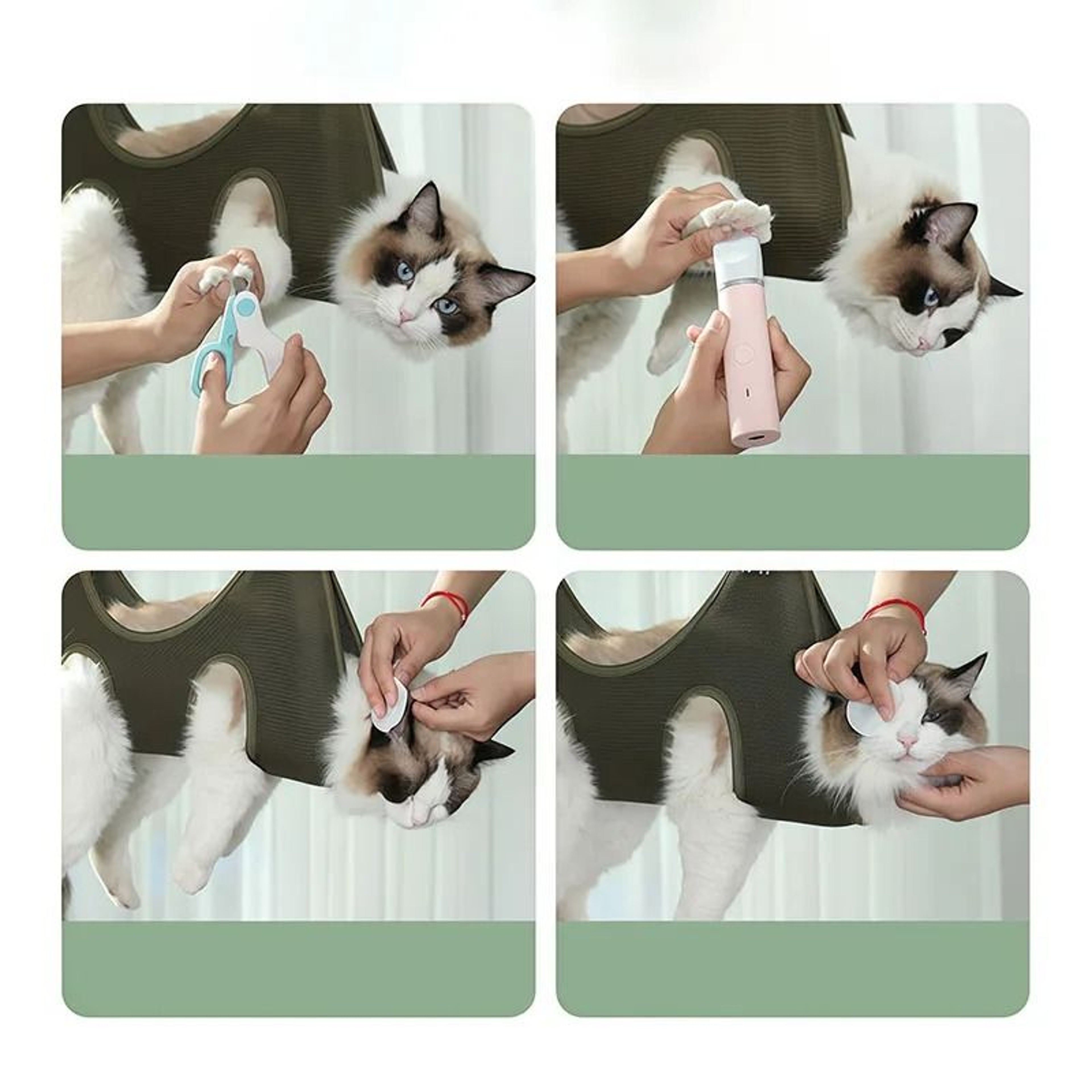Pet Grooming Hammock And Restraint Bag With Hanging Hooks 2