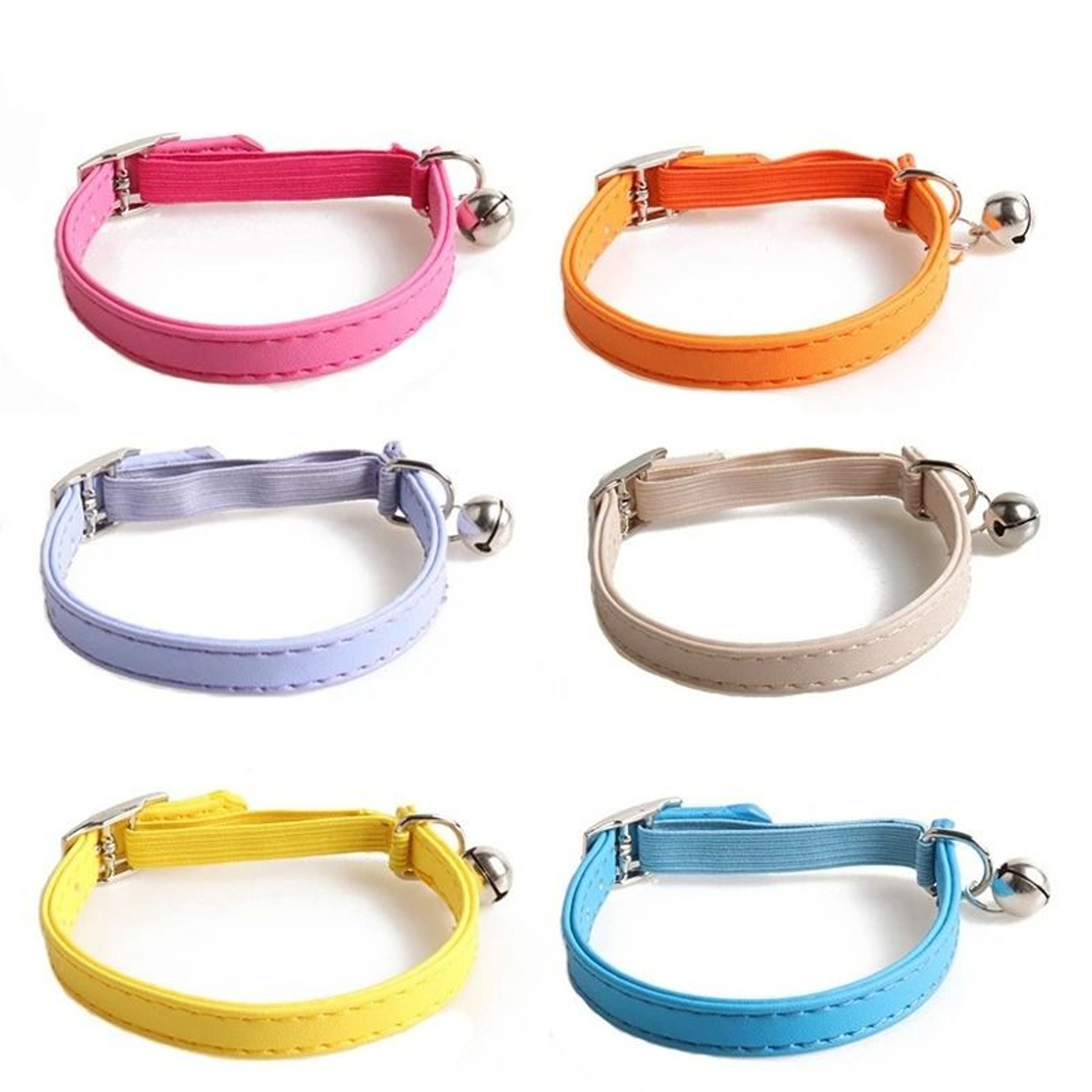 Cute Macaron Color Elastic Adjustable Pet Collar With Bell 0