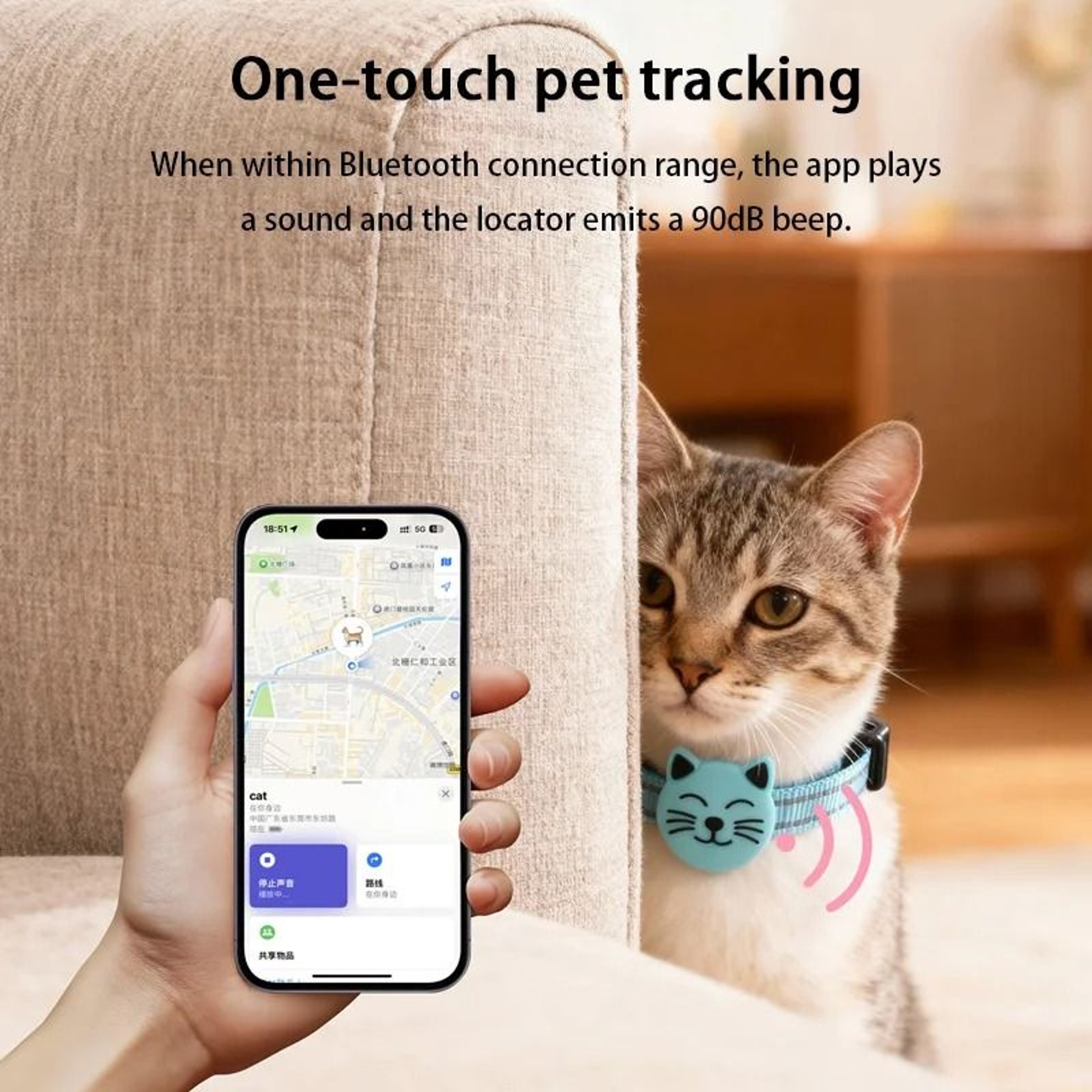 AirTag Compatible GPS Smart Tracking Cat Collar With AntiLoss Bluetooth Pet Locator 2