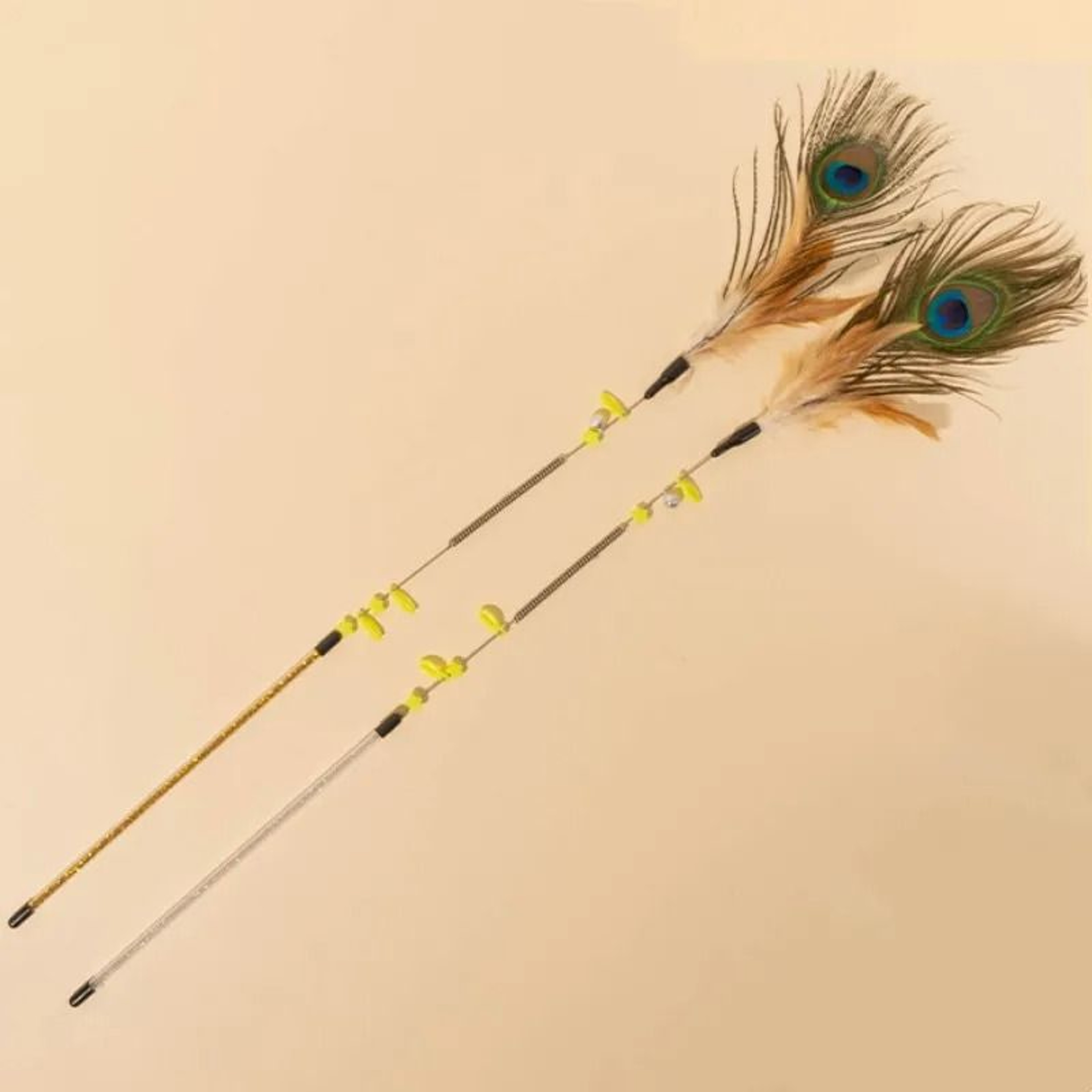 Product Name Interactive Peacock Feather Cat Teaser Stick With Resilient Spring Steel Wire Handle 4
