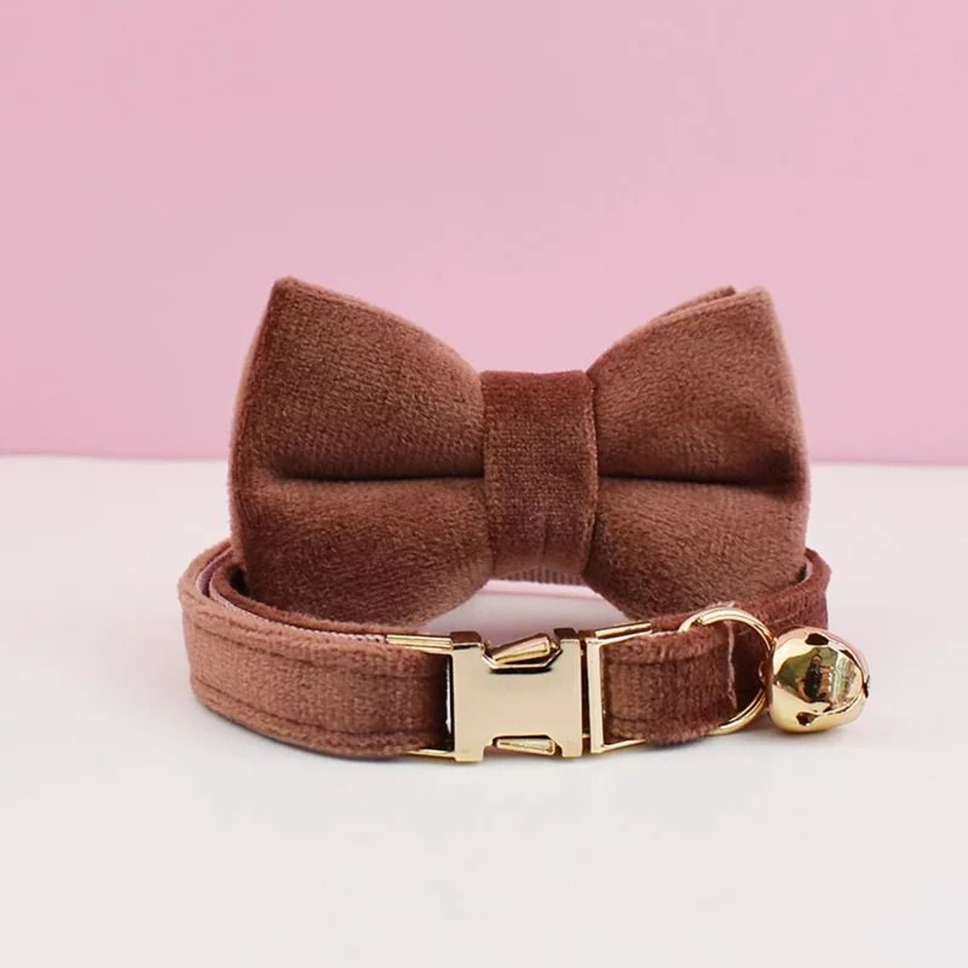 Premium Velvet Personalized Cat Collar With Custom Engraved Nameplate Bowtie And Bell 10