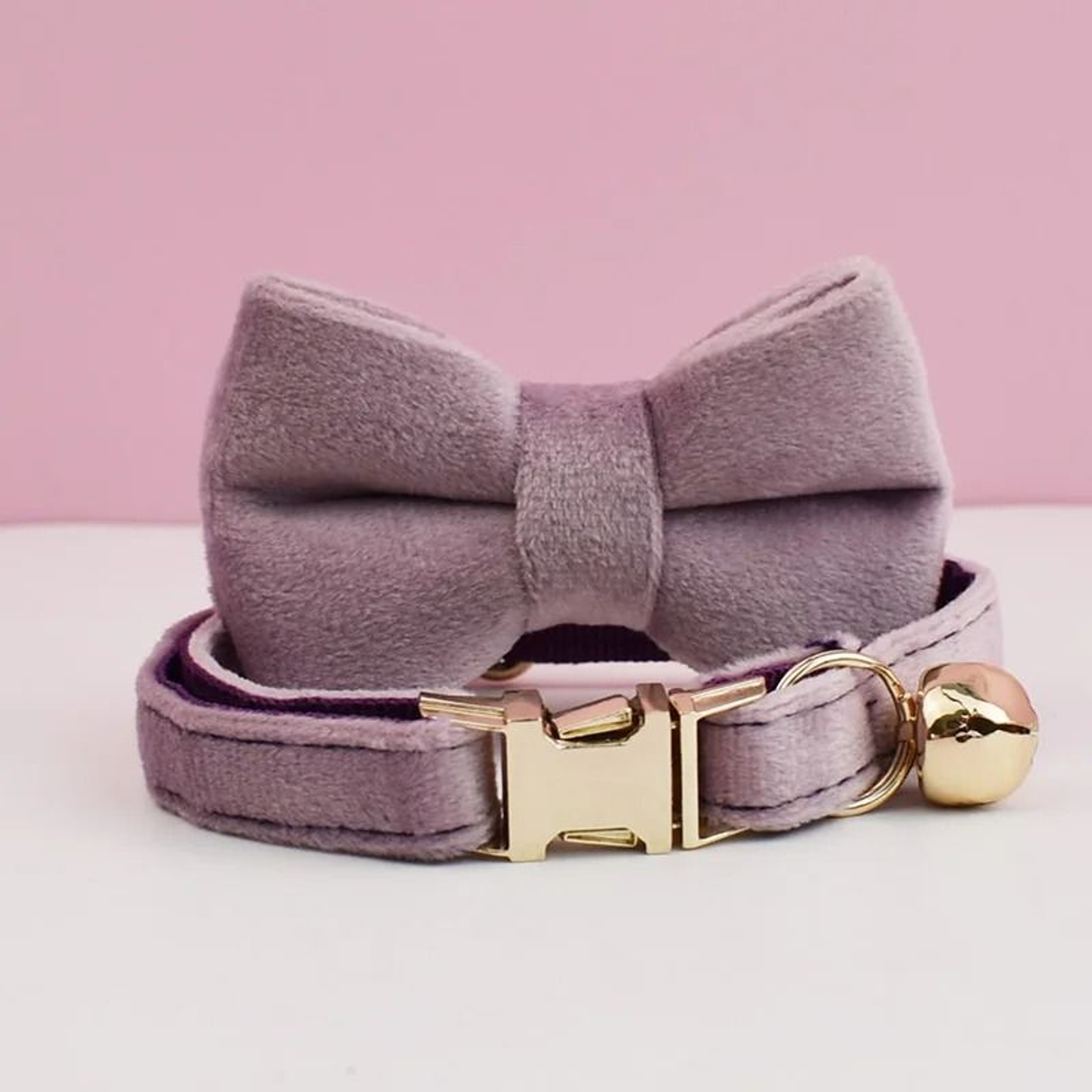 Premium Velvet Personalized Cat Collar With Custom Engraved Nameplate Bowtie And Bell 13