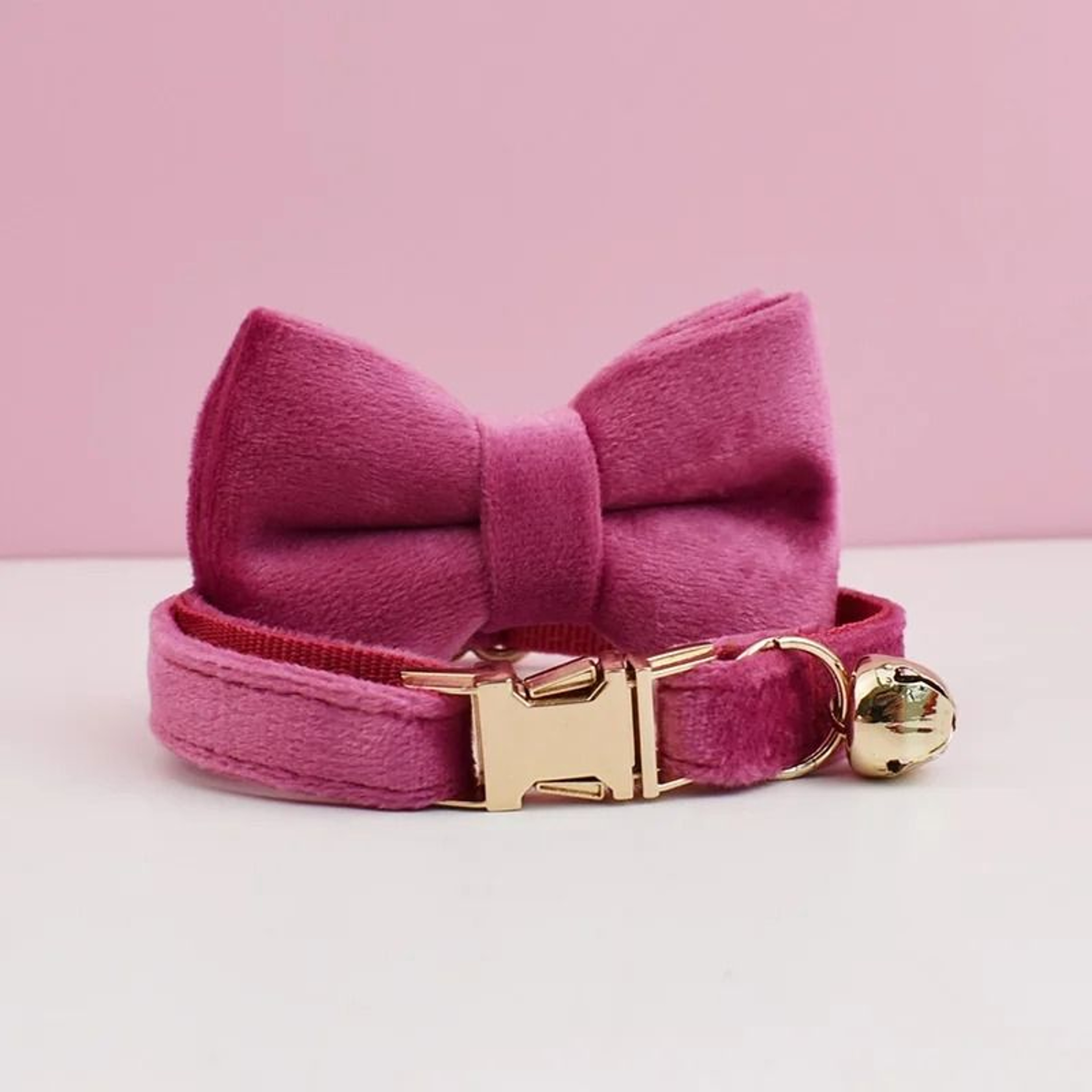 Premium Velvet Personalized Cat Collar With Custom Engraved Nameplate Bowtie And Bell 17