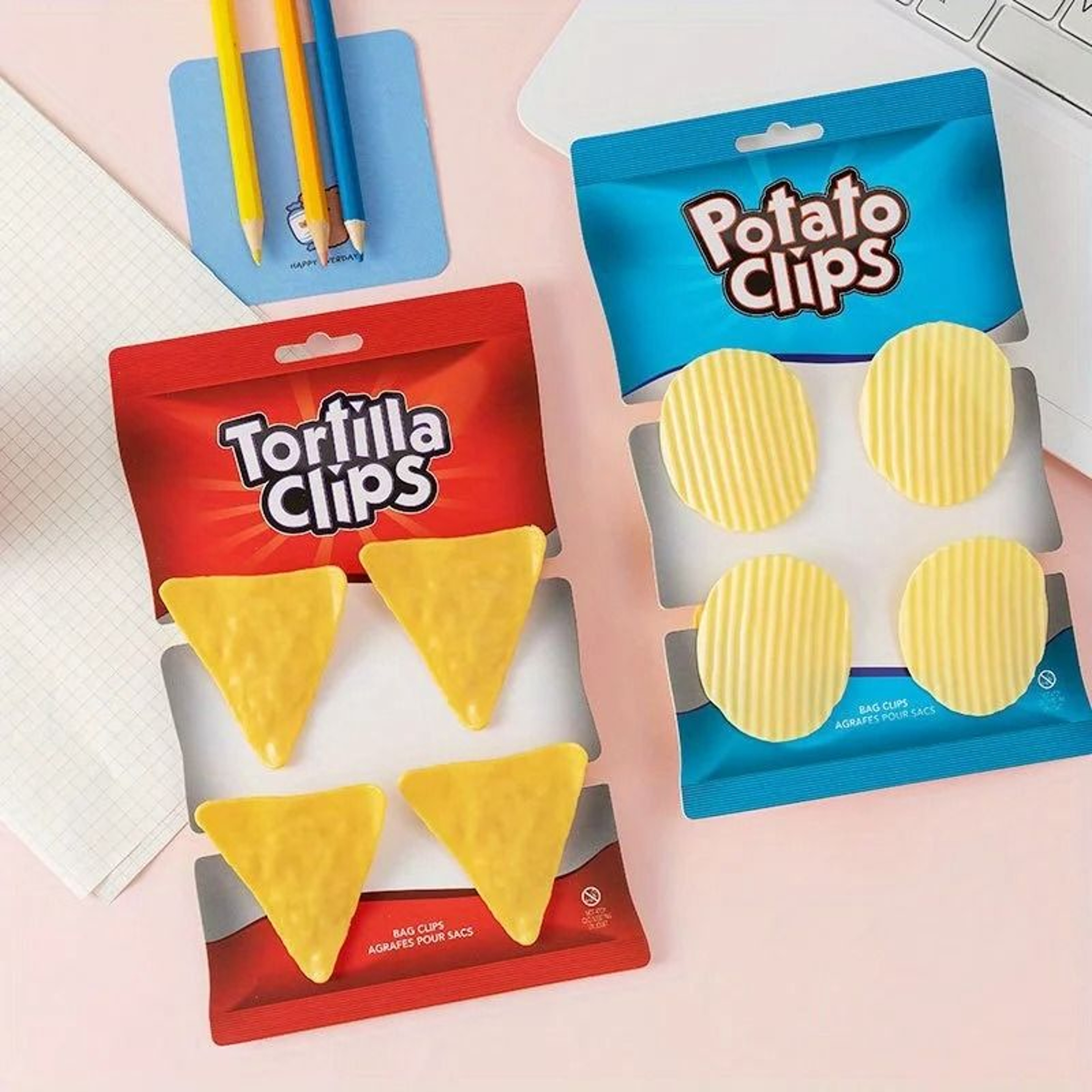 4Piece ChipShaped Food Bag Clips  Fun  Durable FreshKeeping Sealed Clips For Snack Bags Bills And D 1
