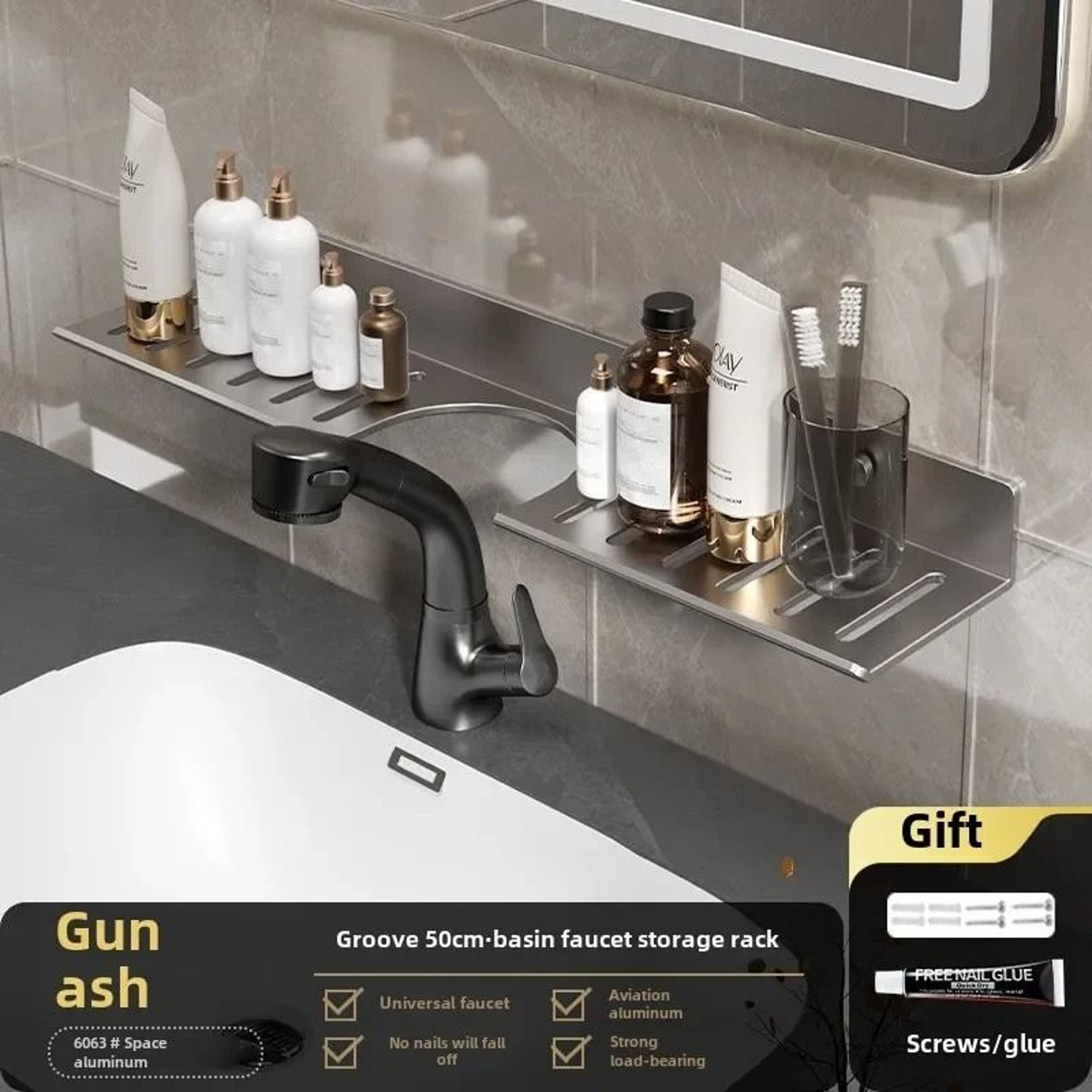 Bathroom Faucet Shelf  Vanity Mirror Storage Organizer 5