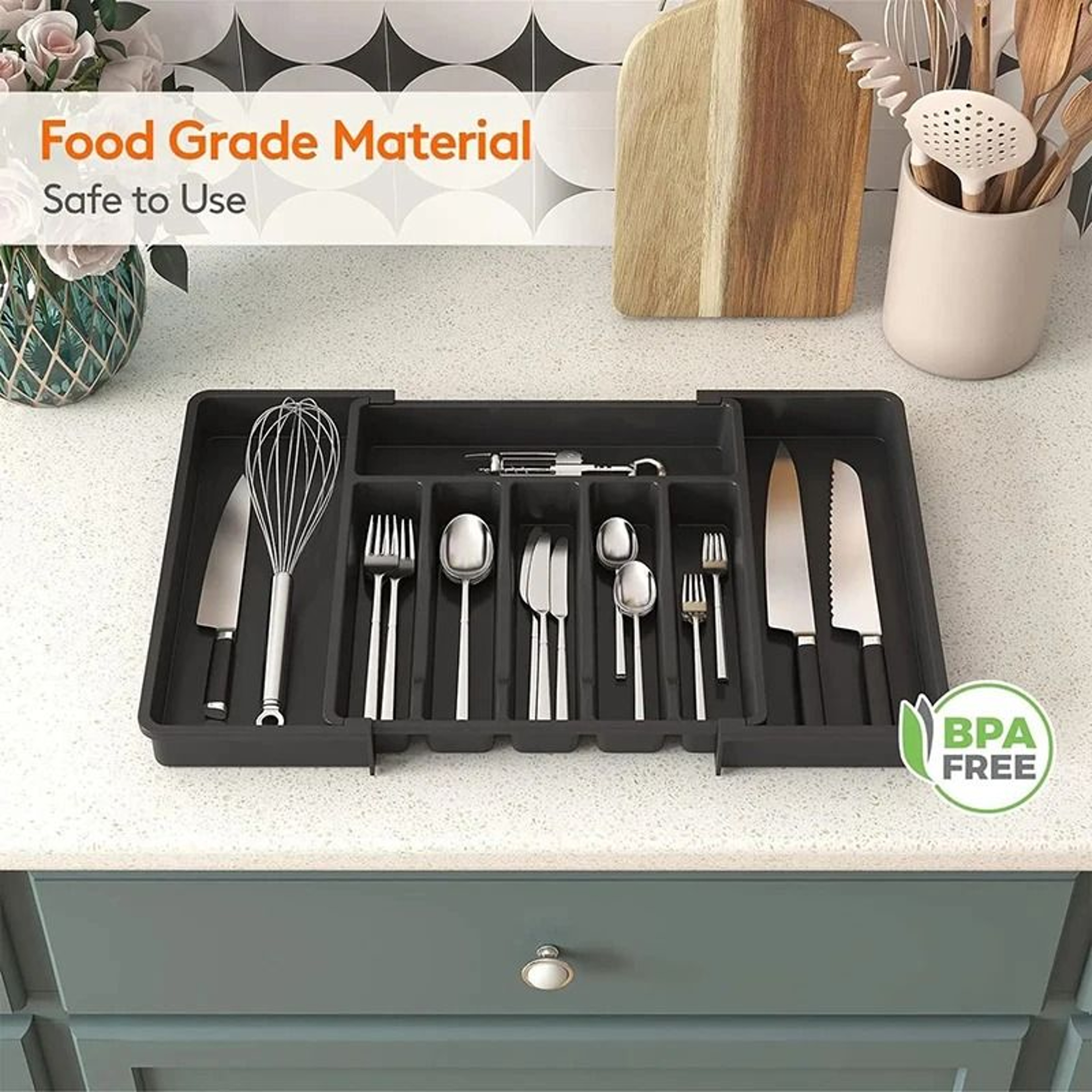 Expandable Cutlery Tray  Silverware Spoon Organizer 3