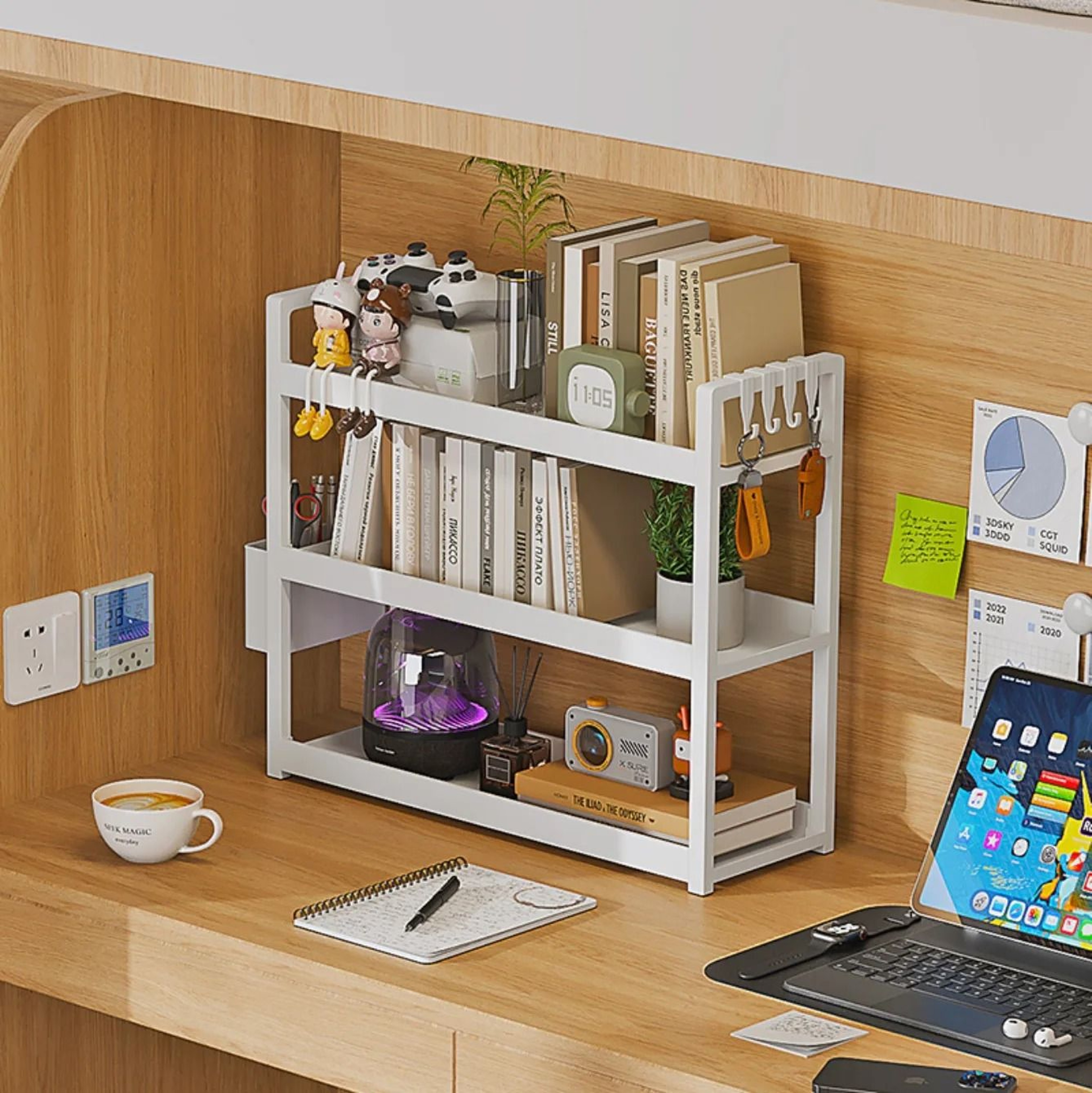 3Tier Multifunctional SpaceSaving Desktop Storage Shelf 2