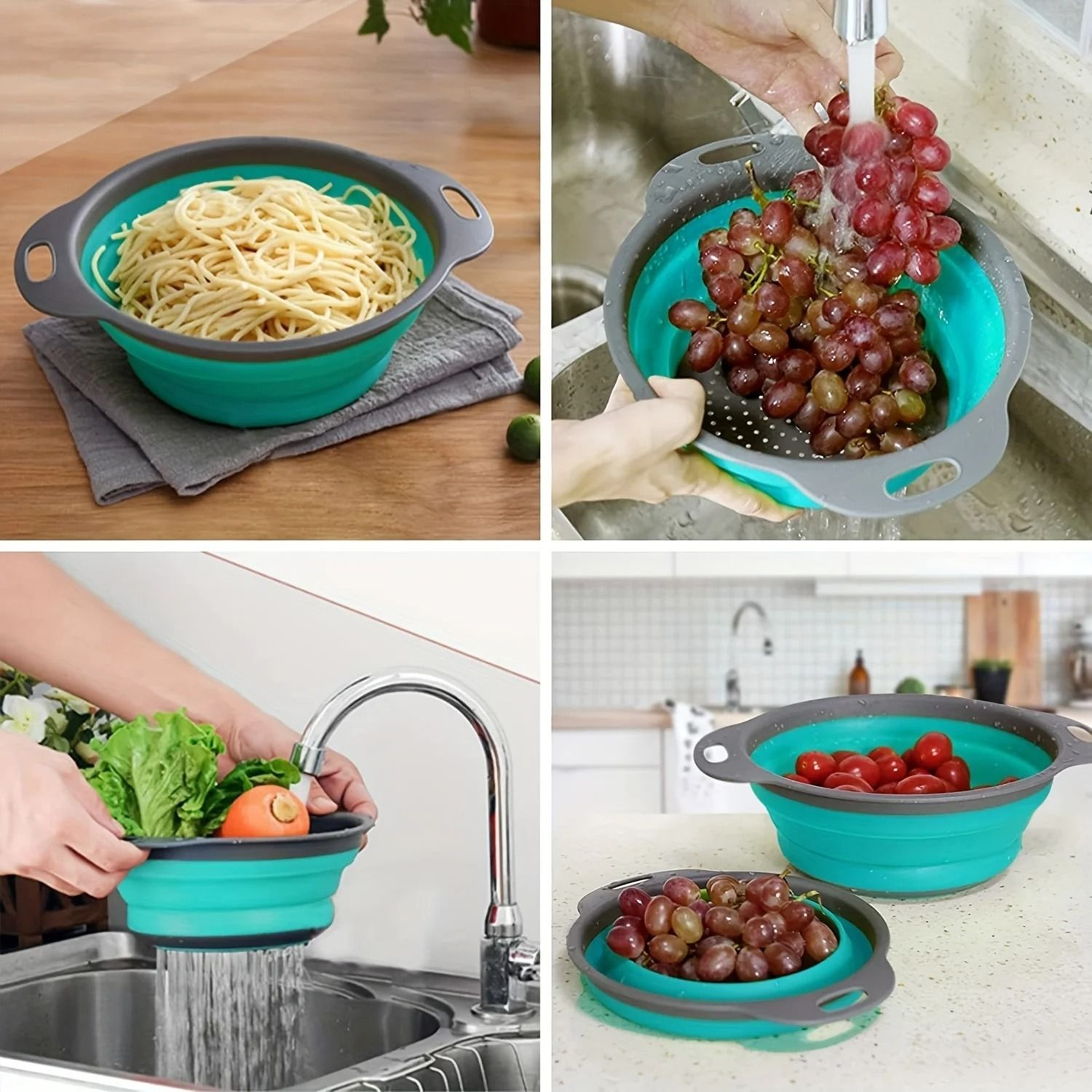 Foldable Silicone Fruit  Vegetable Cleaning Drainage Basket 2