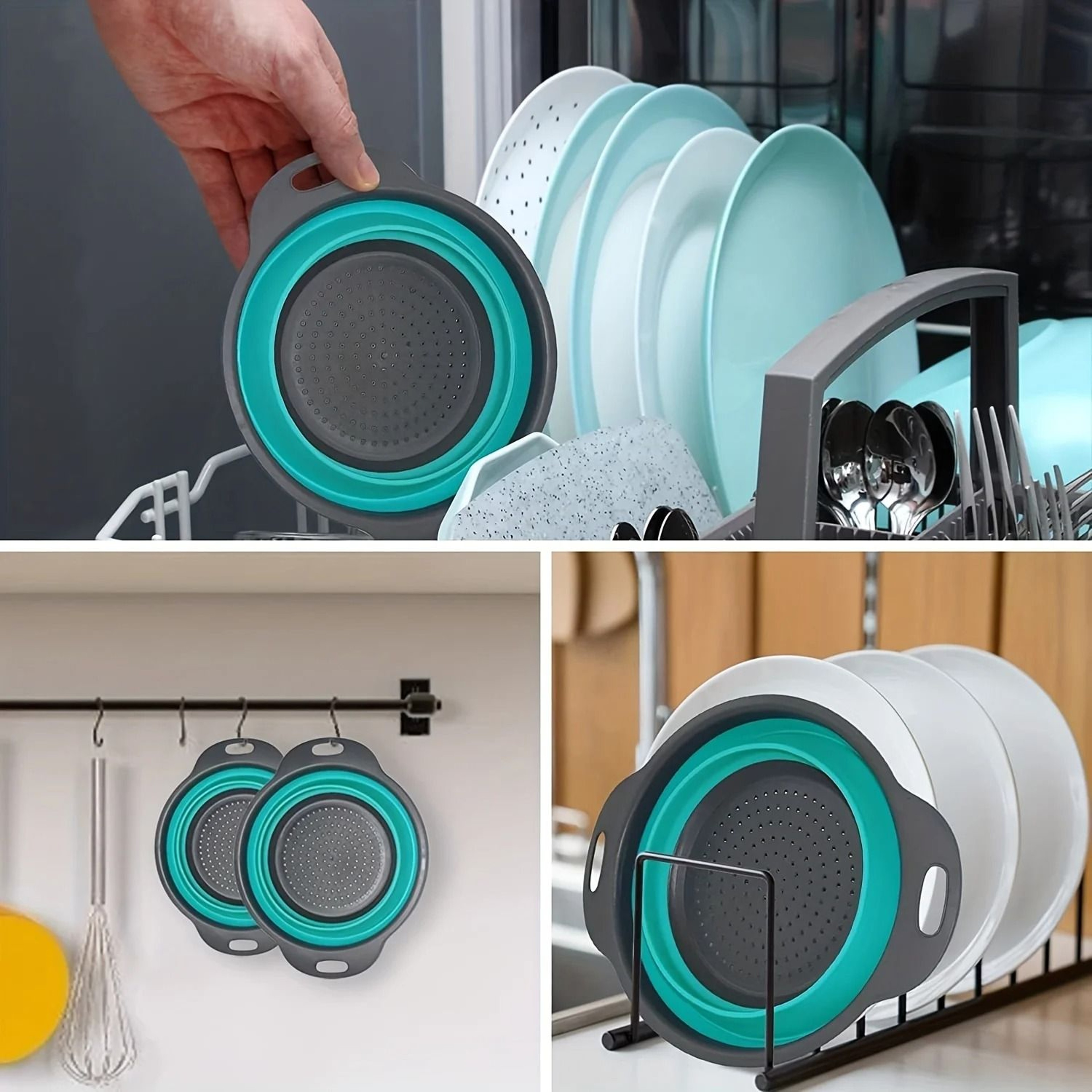 Foldable Silicone Fruit  Vegetable Cleaning Drainage Basket 4