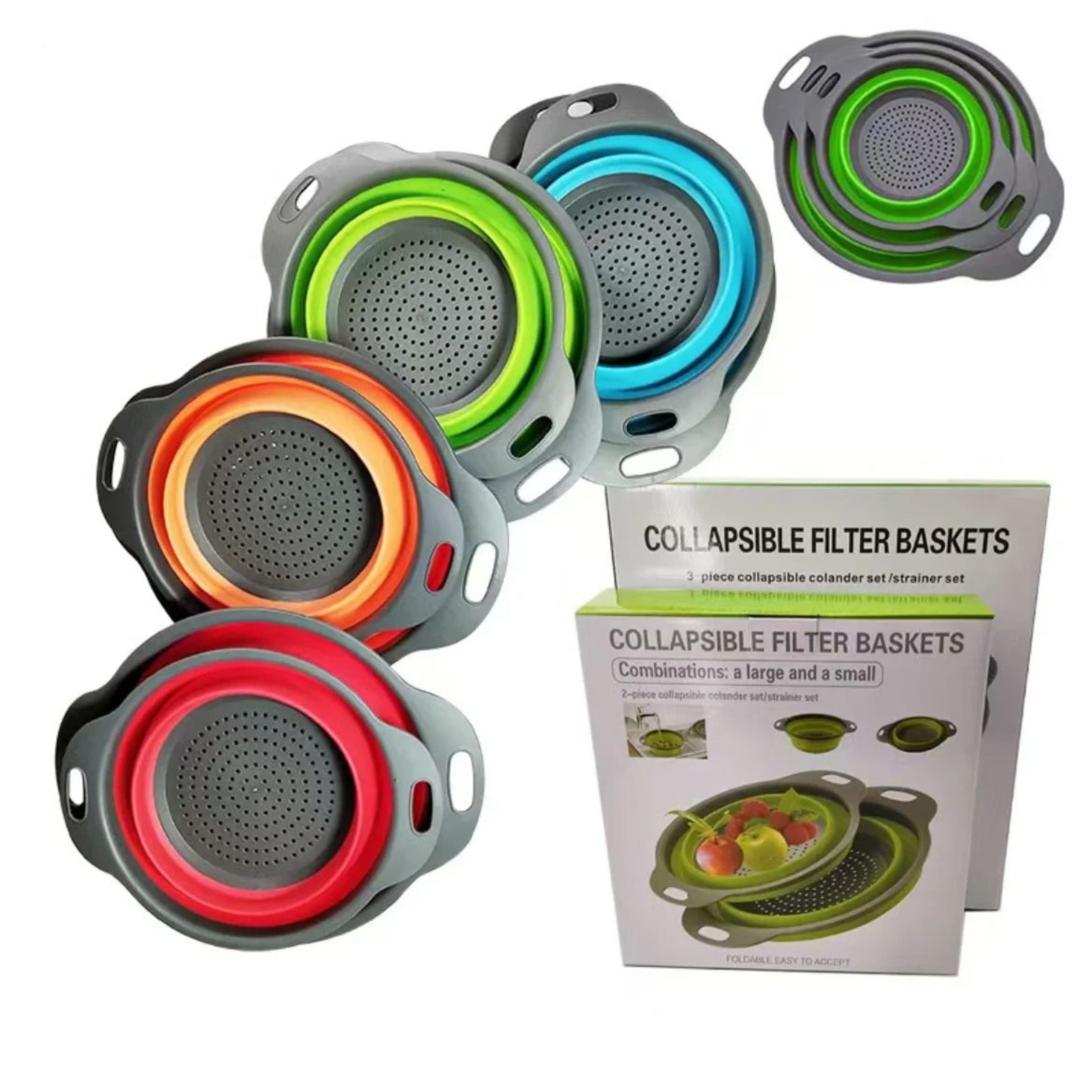 Foldable Silicone Fruit  Vegetable Cleaning Drainage Basket 7