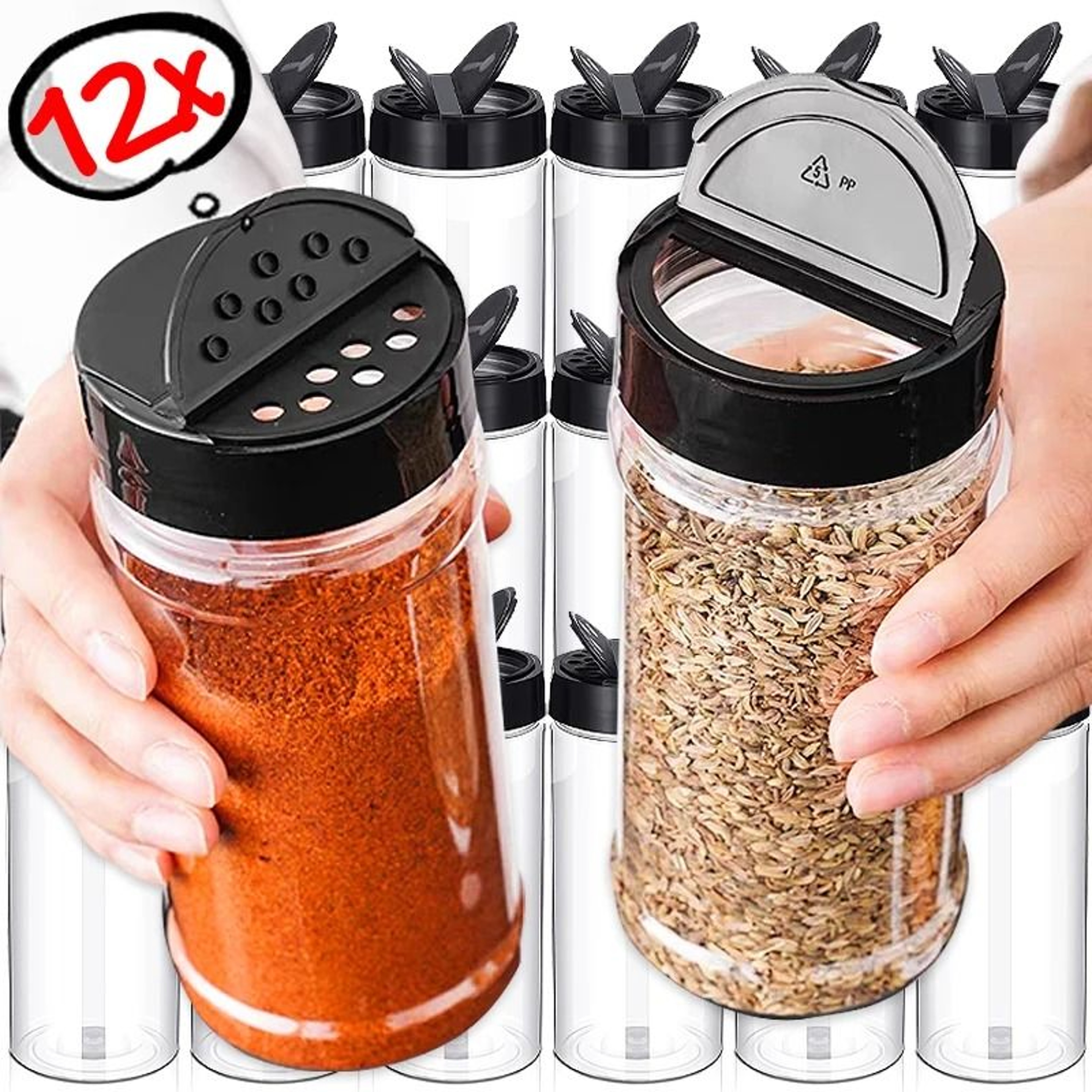 Transparent Plastic Spice Jars With DualFunction Shaker Lids 0