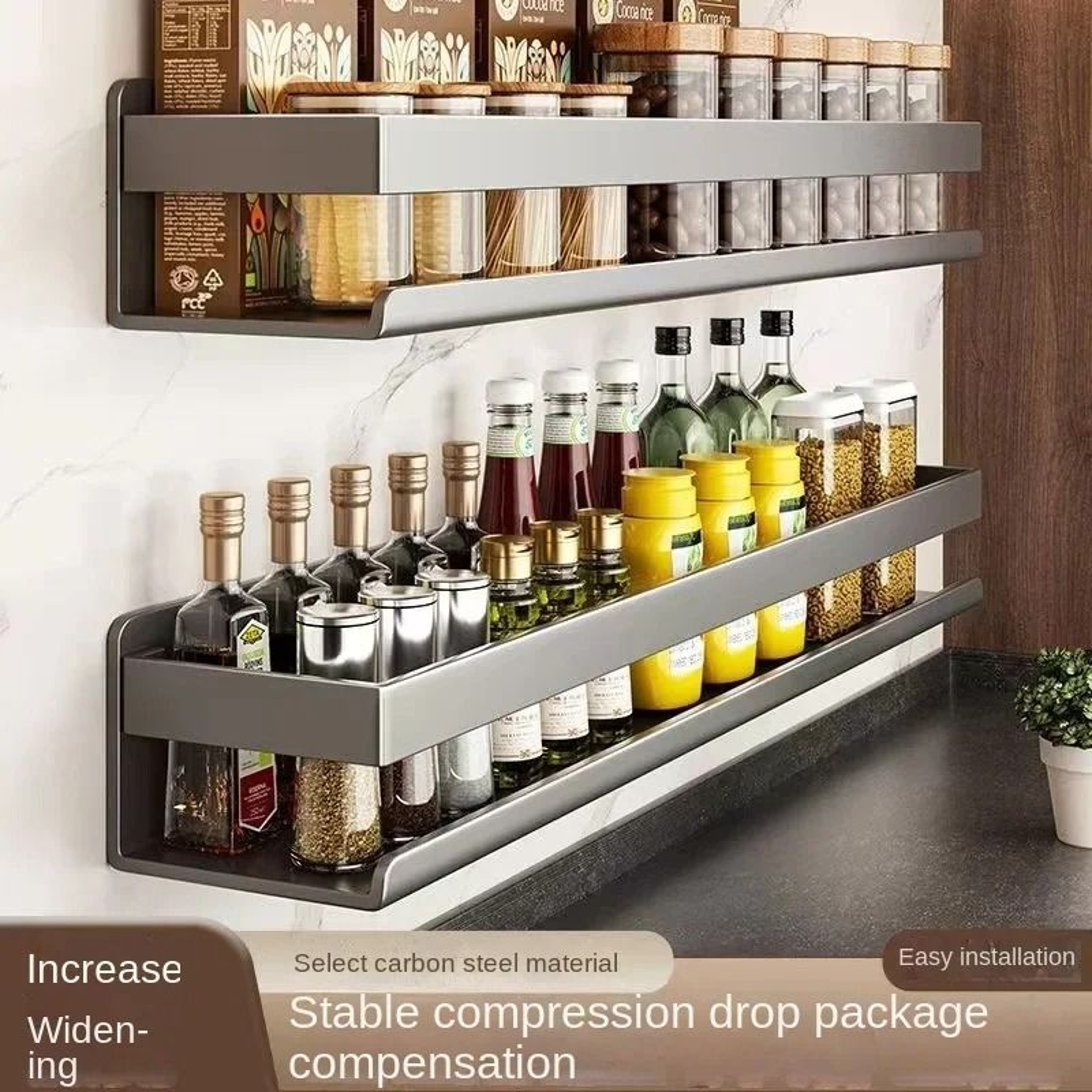 Premium Gun Gray WallMounted Multifunctional Kitchen Spice  Storage Rack 1