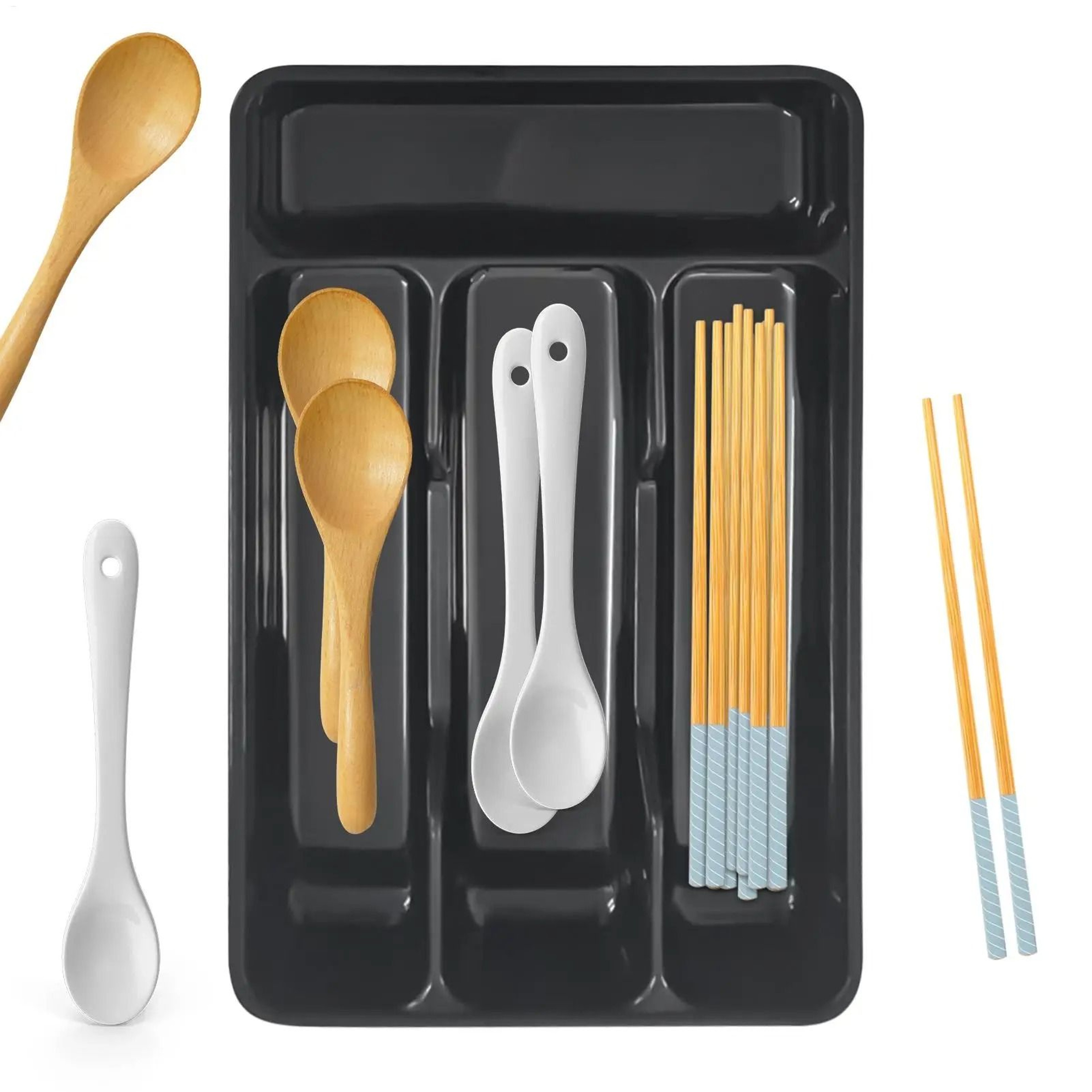 Compact 4Compartment Silverware Organizer  Flatware Tray 0