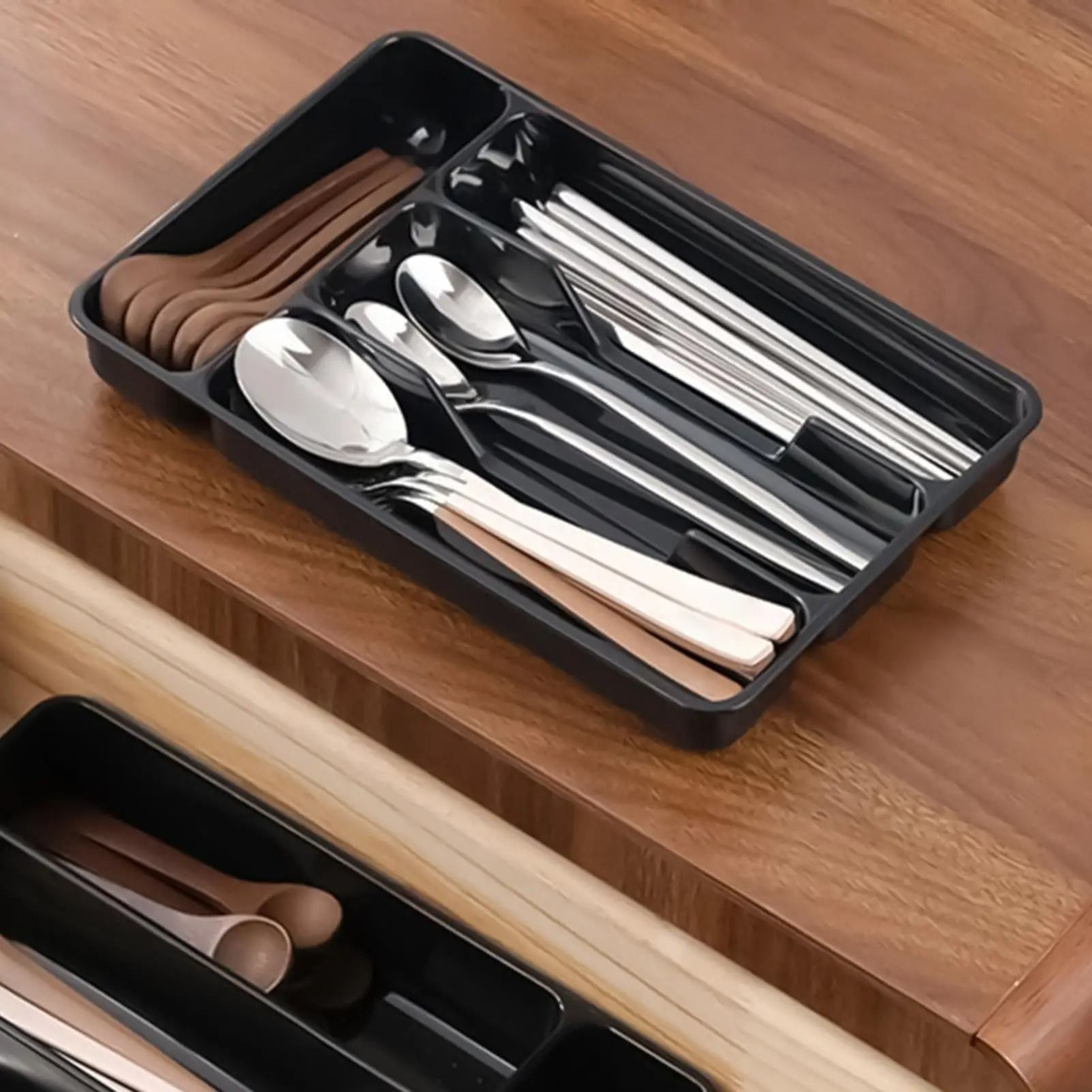 Compact 4Compartment Silverware Organizer  Flatware Tray 3