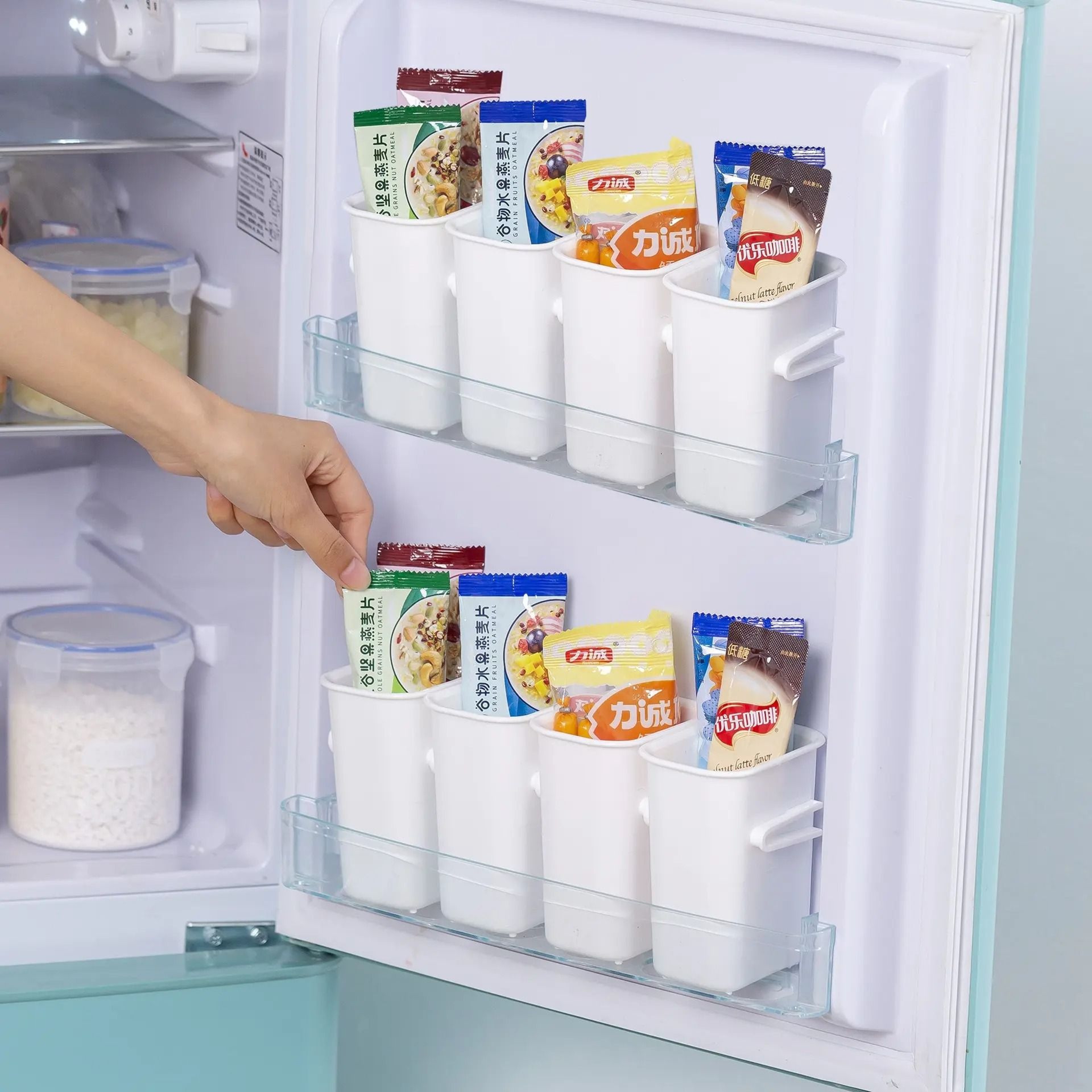 Vertical Refrigerator Side Door Food Classification Storage Boxes 0