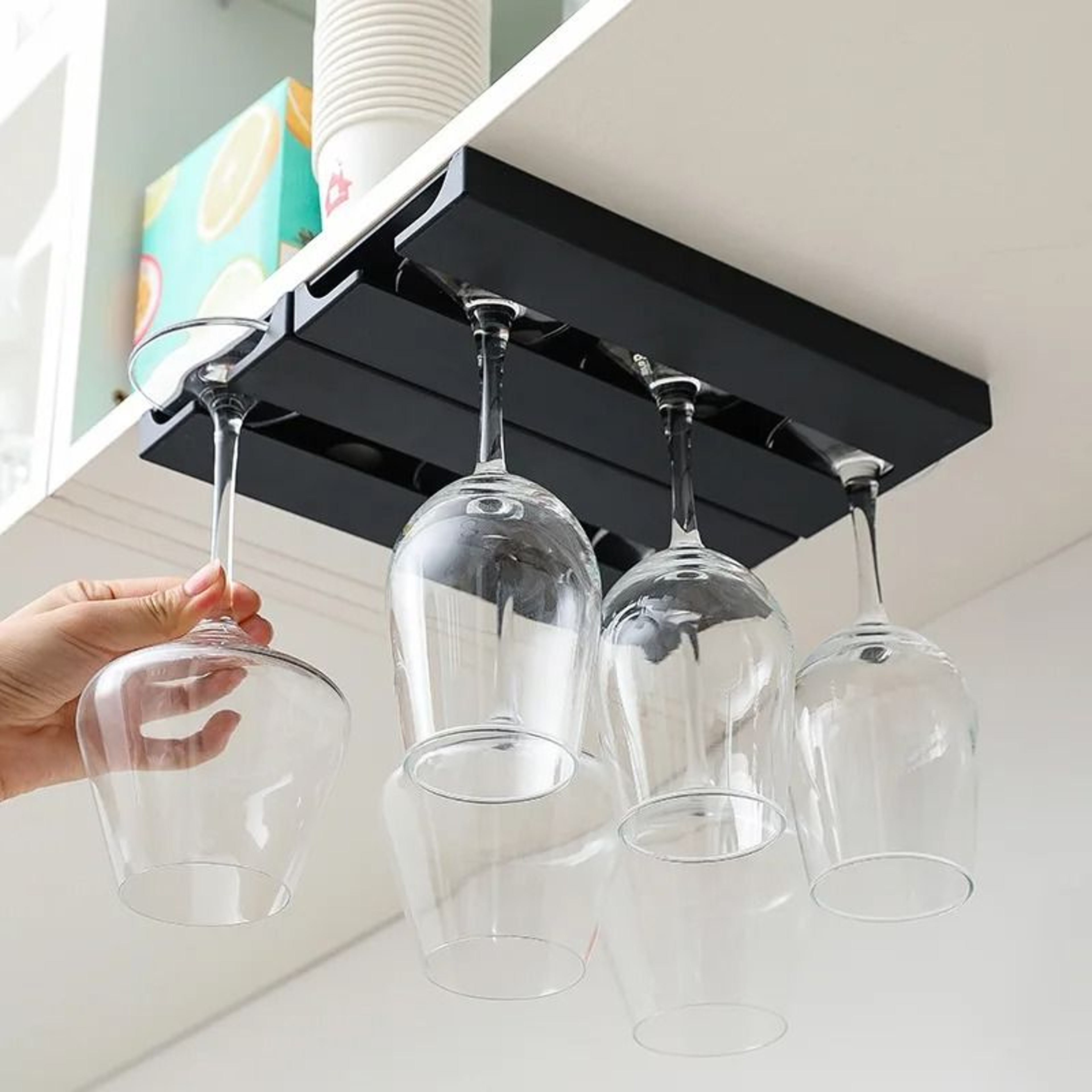 UnderCabinet Inverted Wine Glass Rack  Hanging Stemware Holder 2