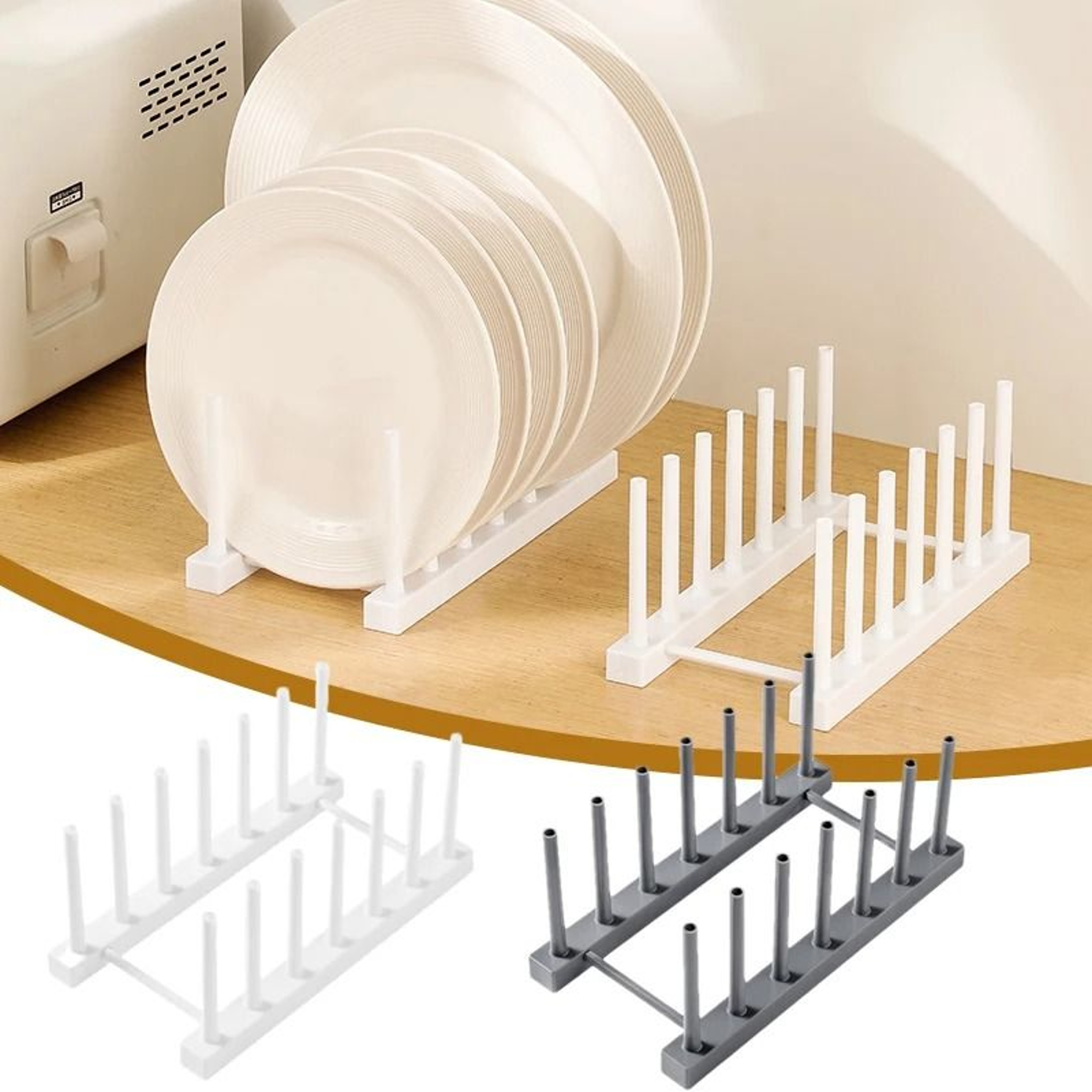 Detachable Plastic Dish Drainer Rack  Desktop Plate Display Shelf 0