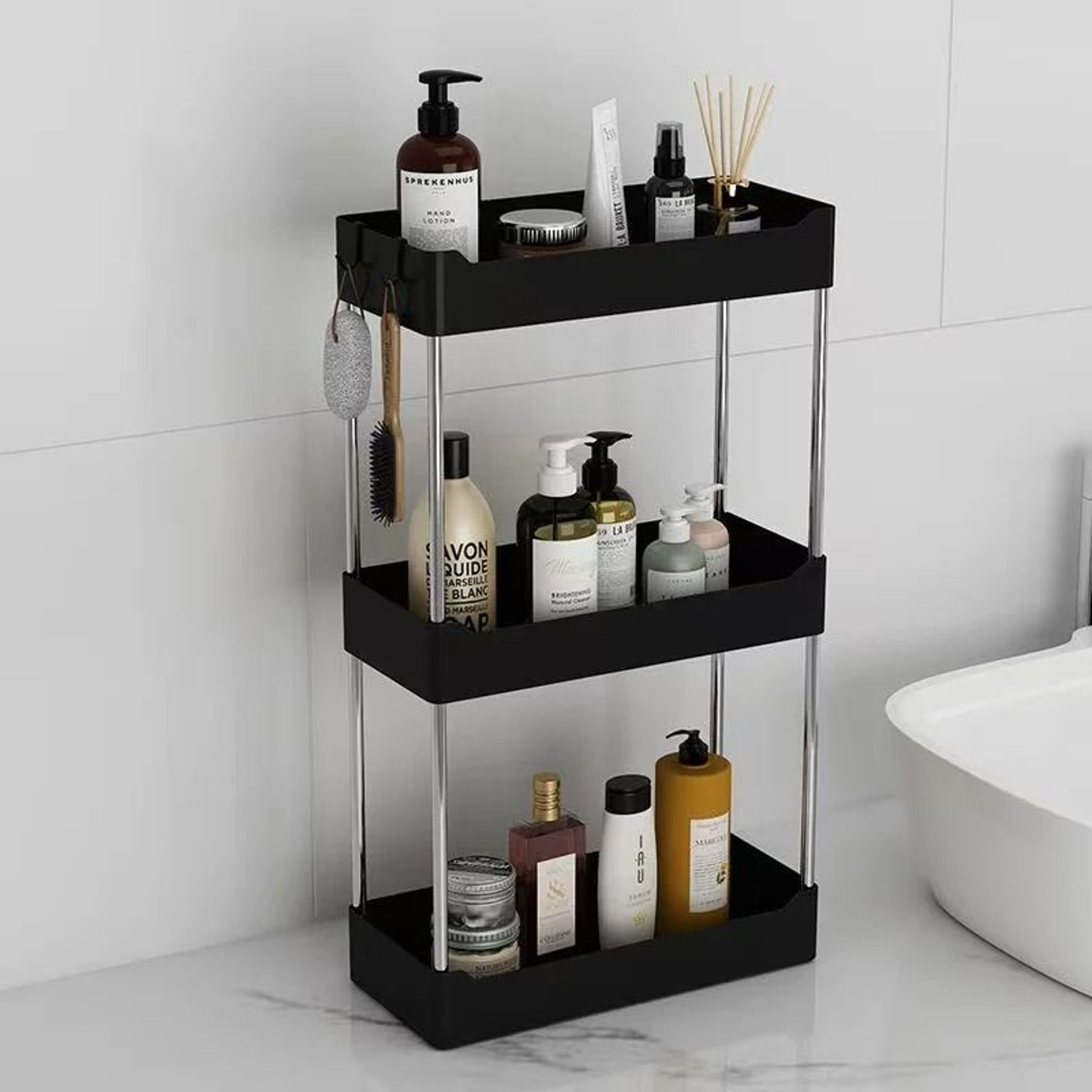 3Layer Rolling Bathroom Storage Cart  MultiPurpose Utility Organizer 4
