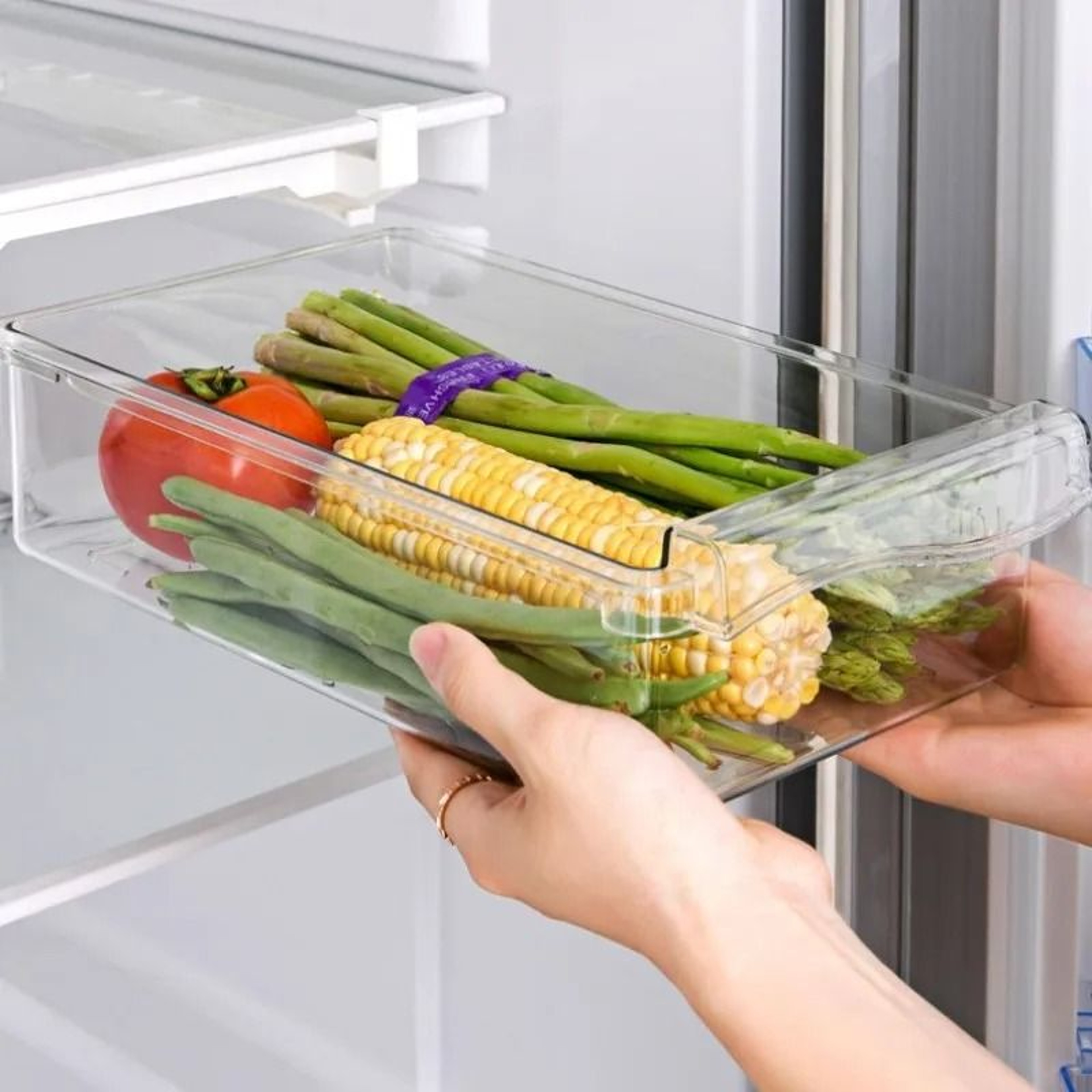 DrawerType UnderShelf Refrigerator Storage Box  Clear FruitEgg Organizer 2