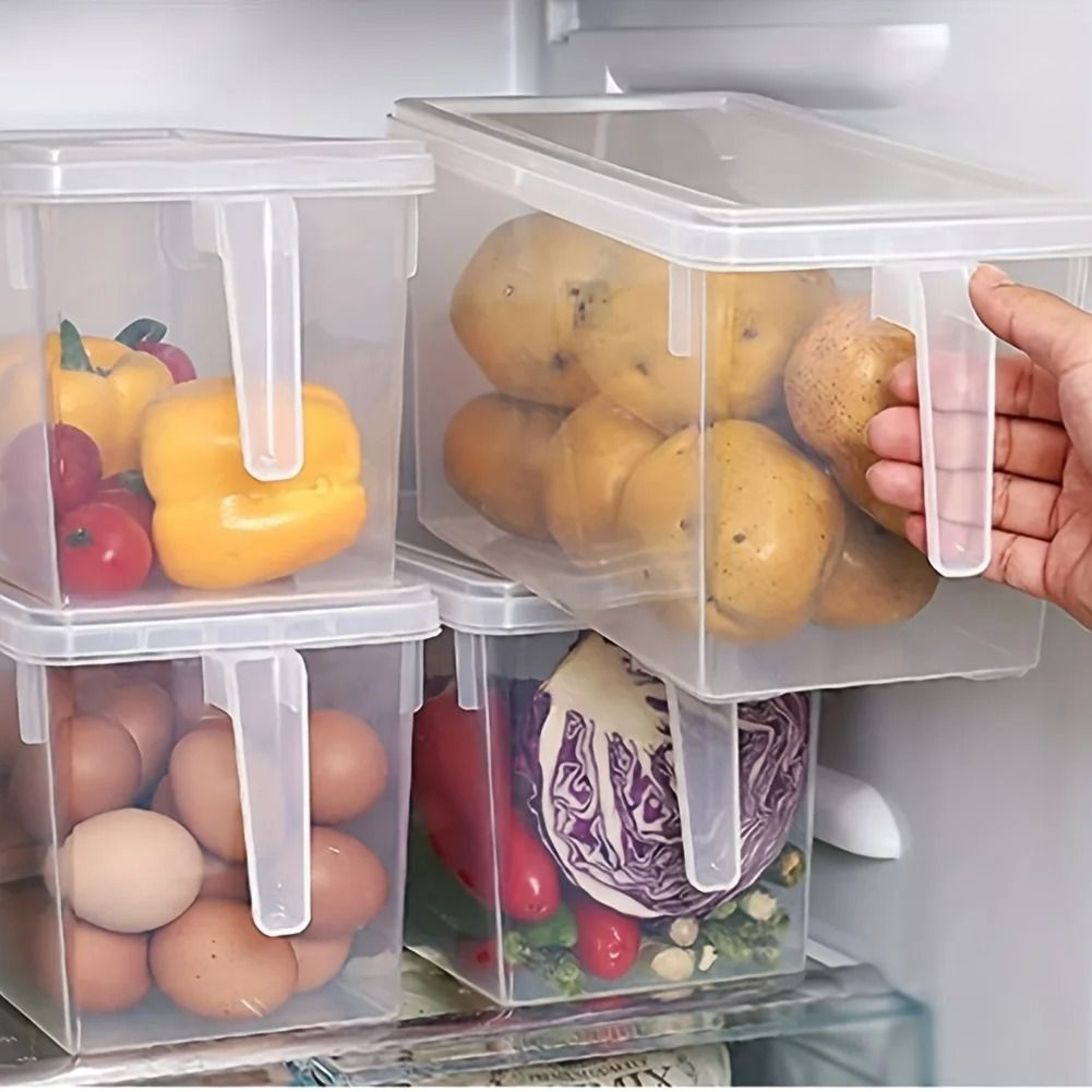 Clear Fridge Storage Container With Integrated Handle  Airtight FreshKeeping Lid 4