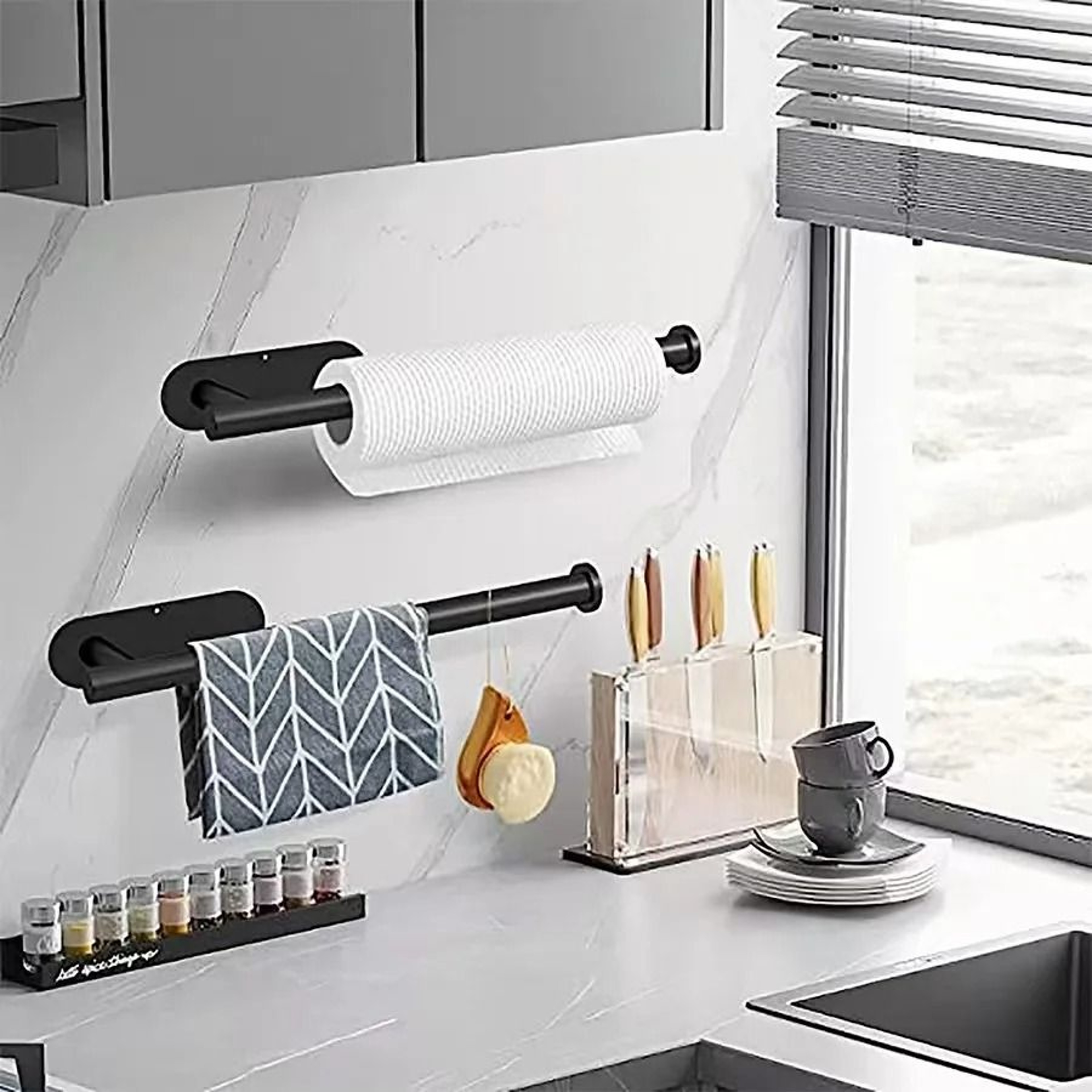 Adhesive Kitchen Paper Towel Holder  UnderCabinet Wall Mount Toilet Roll Tissue Hanger 1