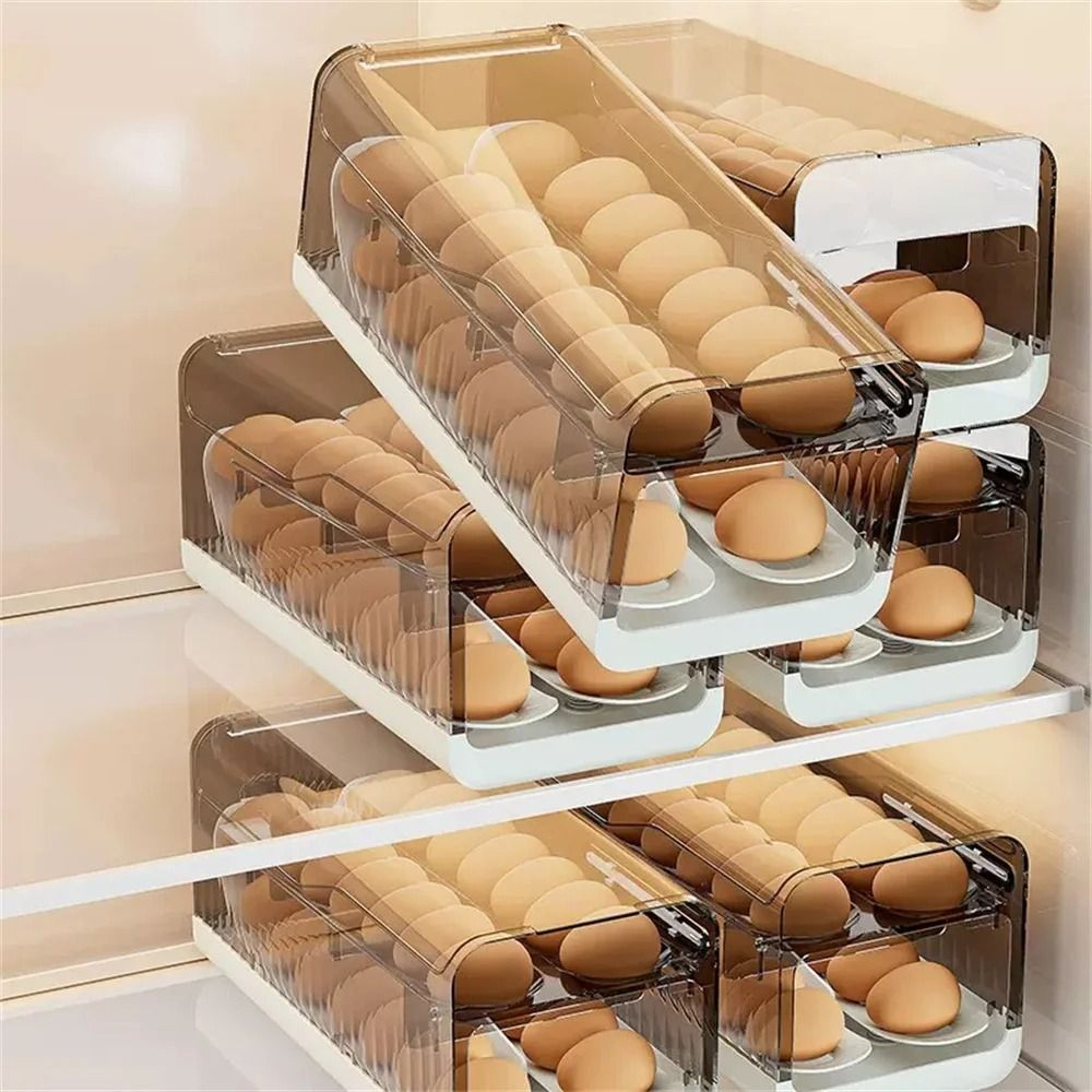 Automatic Scrolling Egg Storage Box  LargeCapacity Rolling Fridge Holder  Organizer 1