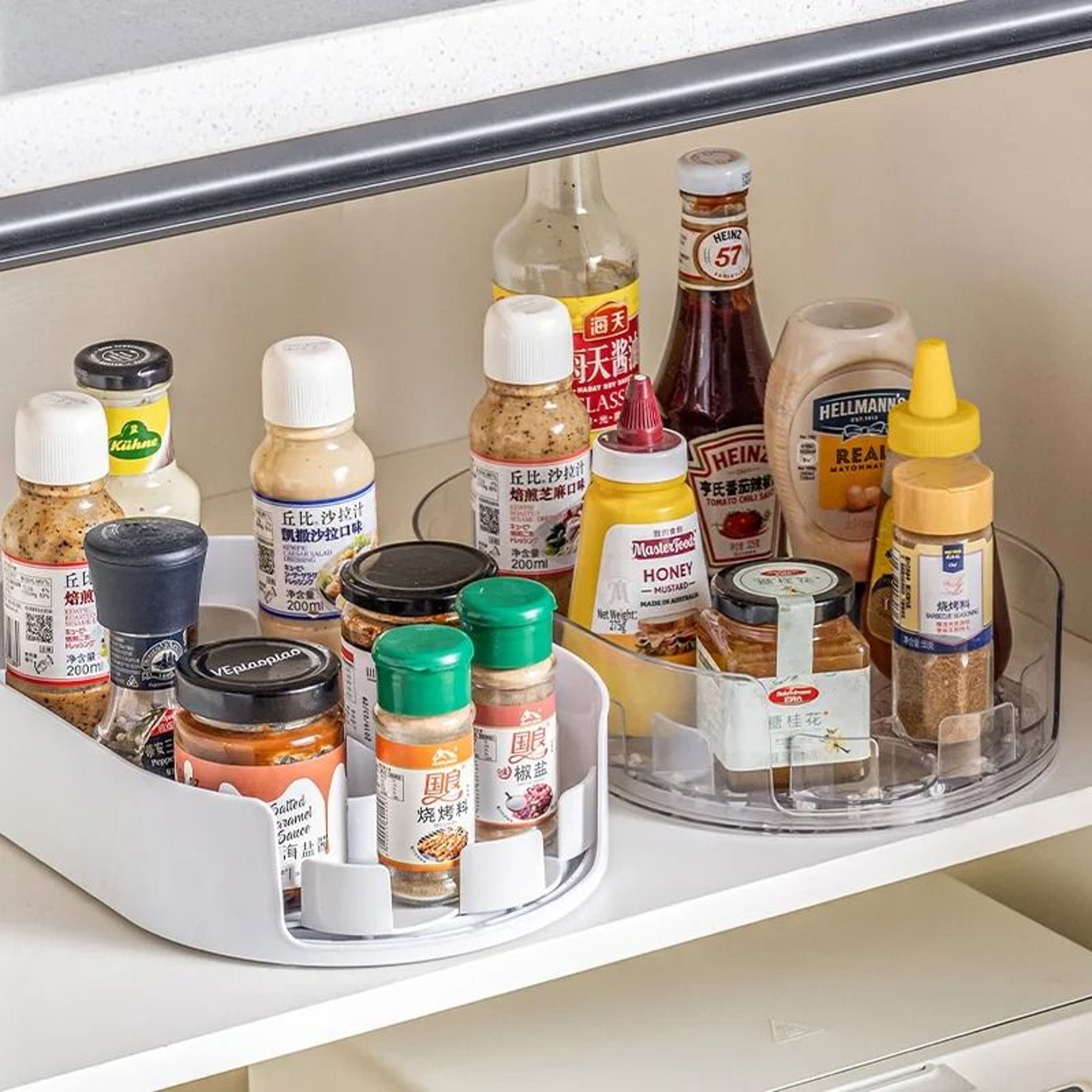 360Degree Rotating Refrigerator Storage Box  Multifunctional Lazy Susan Spice  Drink Organizer 1